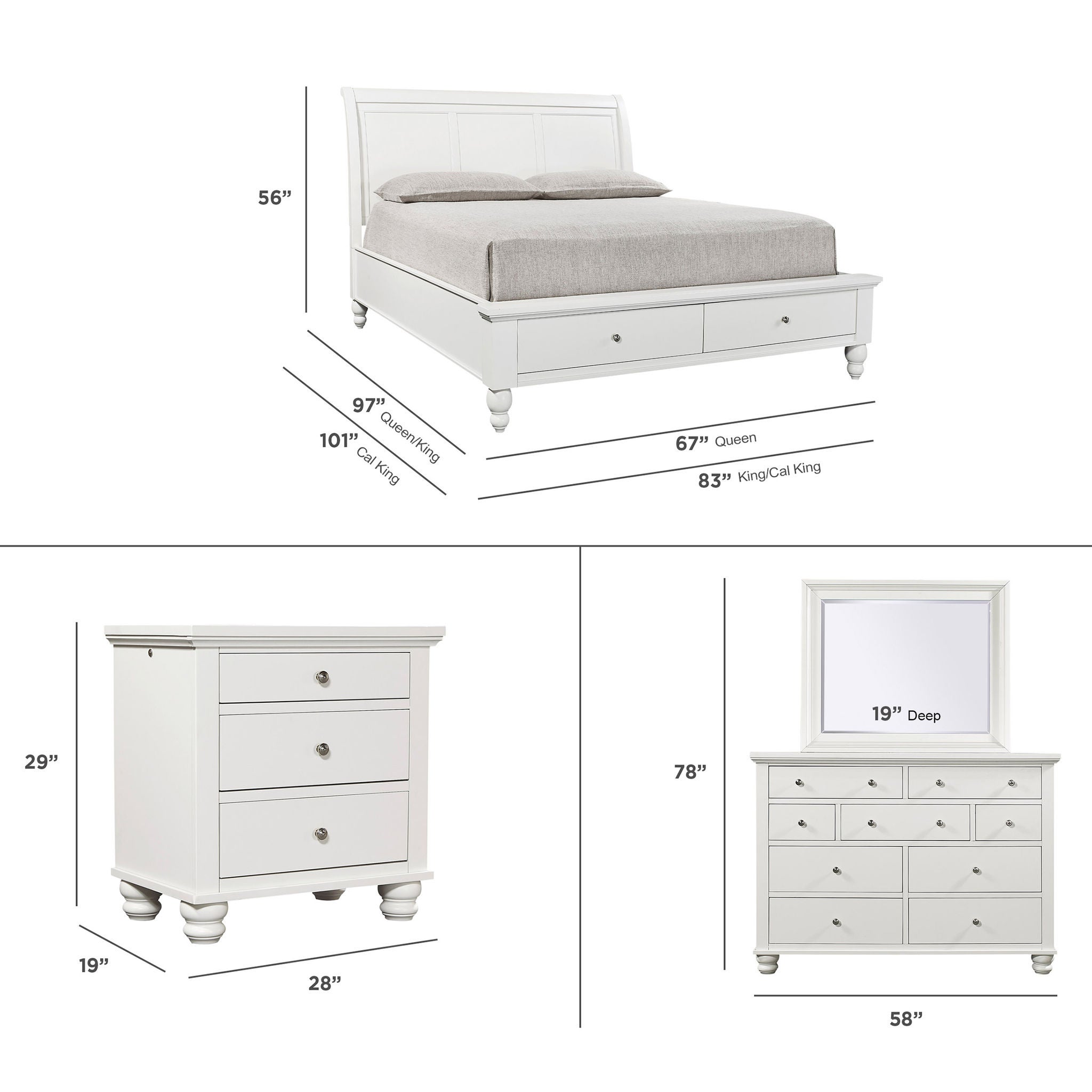 Ashfield Bedroom Collection in White