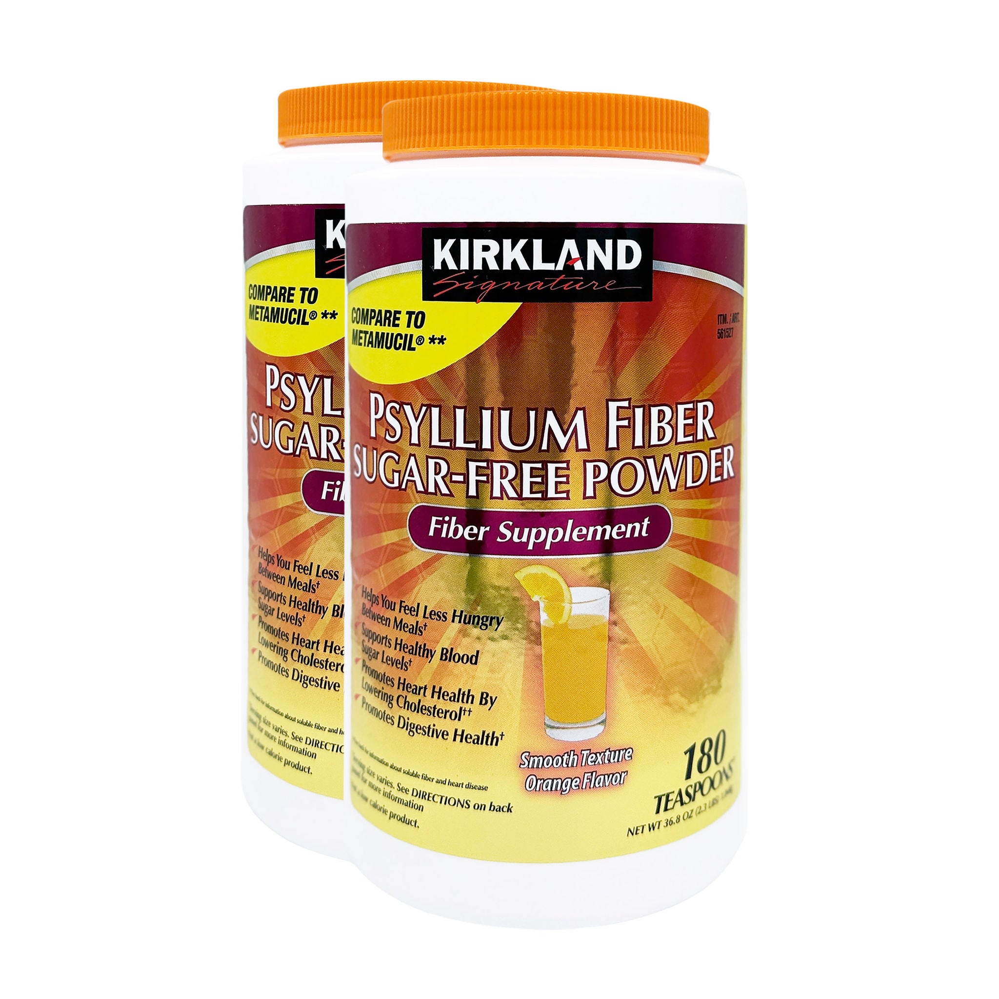 Kirkland Signature Psyllium Fiber Sugar-Free Powder, 2x180 Teaspoons