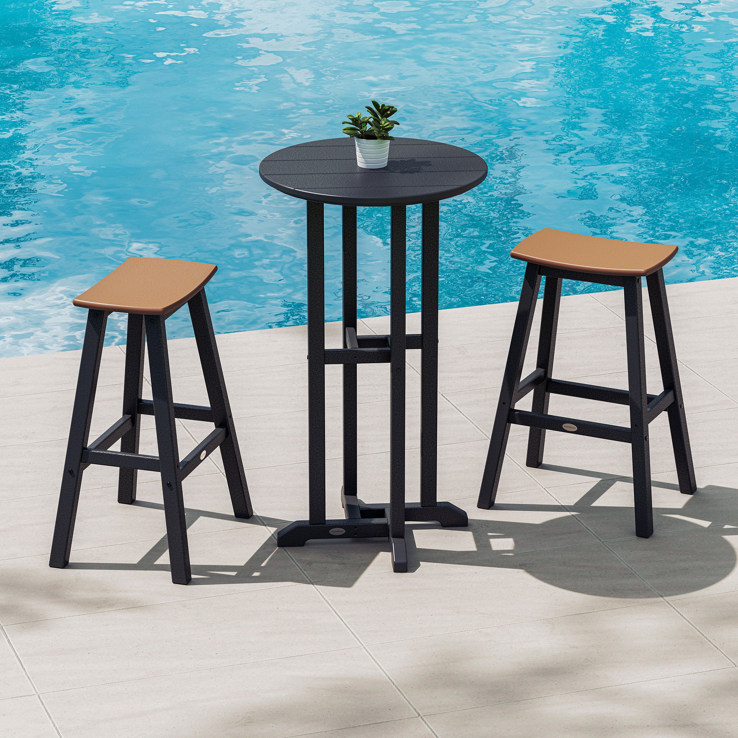 POLYWOOD Long Beach 3-piece Outdoor Patio Bistro Set