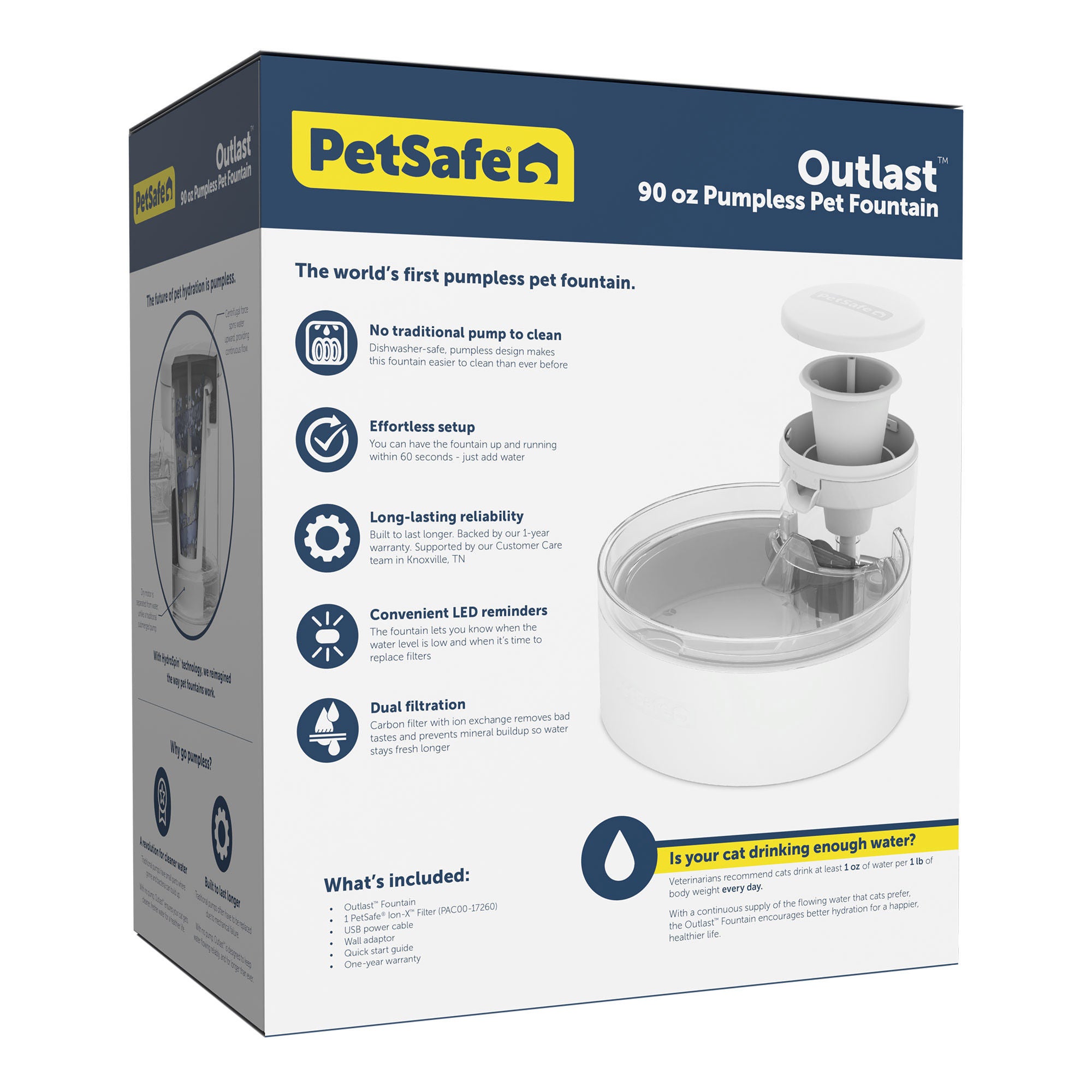 PetSafe Outlast 90 oz Cat Water Fountain, Bundle