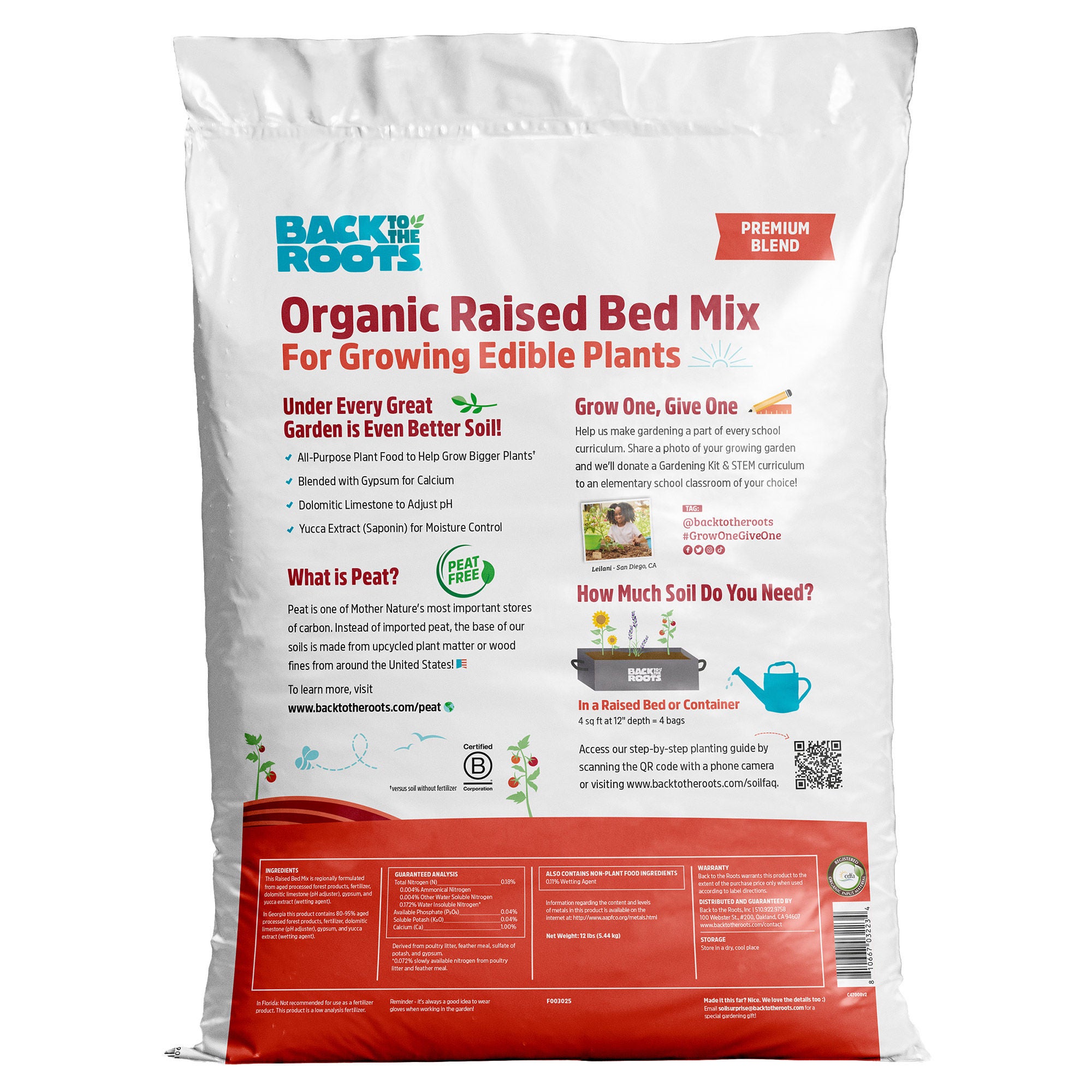 Back to the Roots 60 Cubic Feet Organic Raised Bed and Garden Soil
