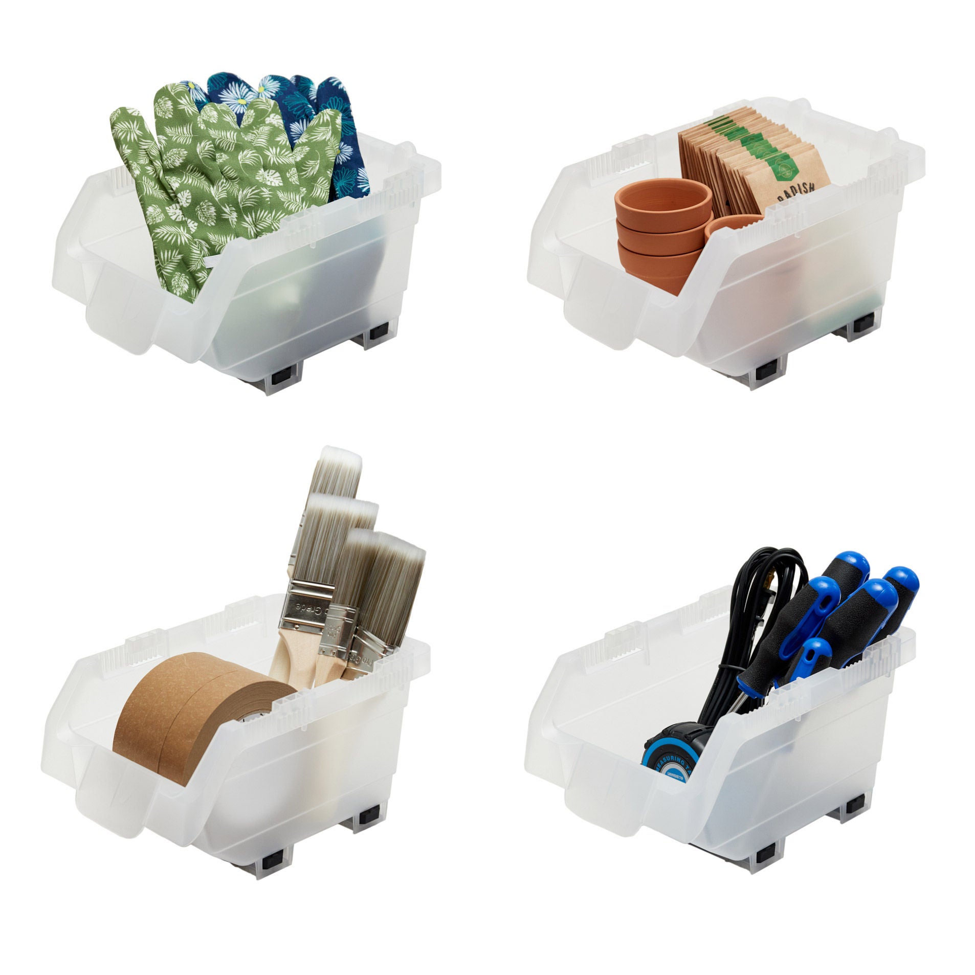 Clearly Stacking Storage Bins, 16-pack