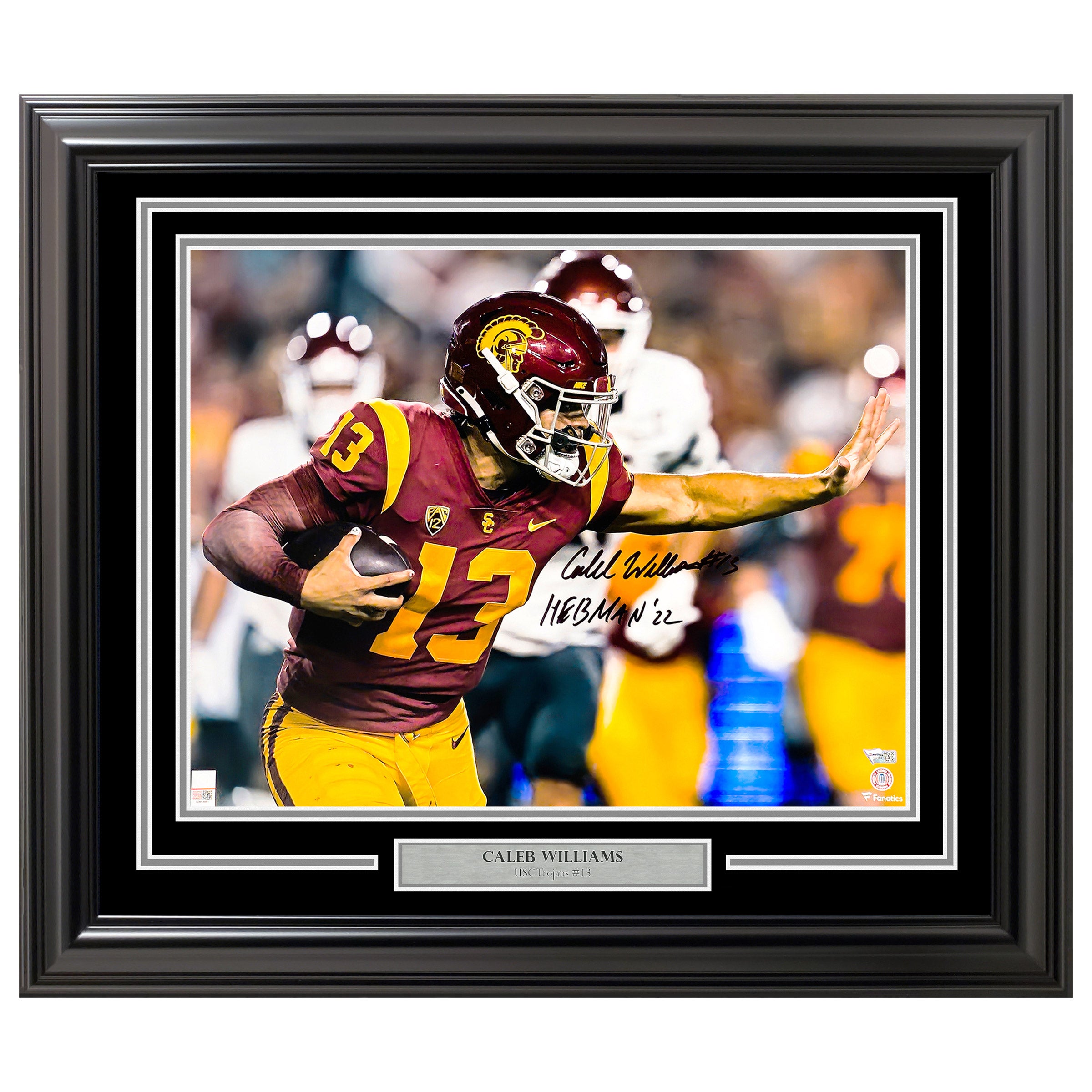 Caleb Williams Autographed Framed Photo USC Trojans "Heisman 22" Fanatics Authenticated