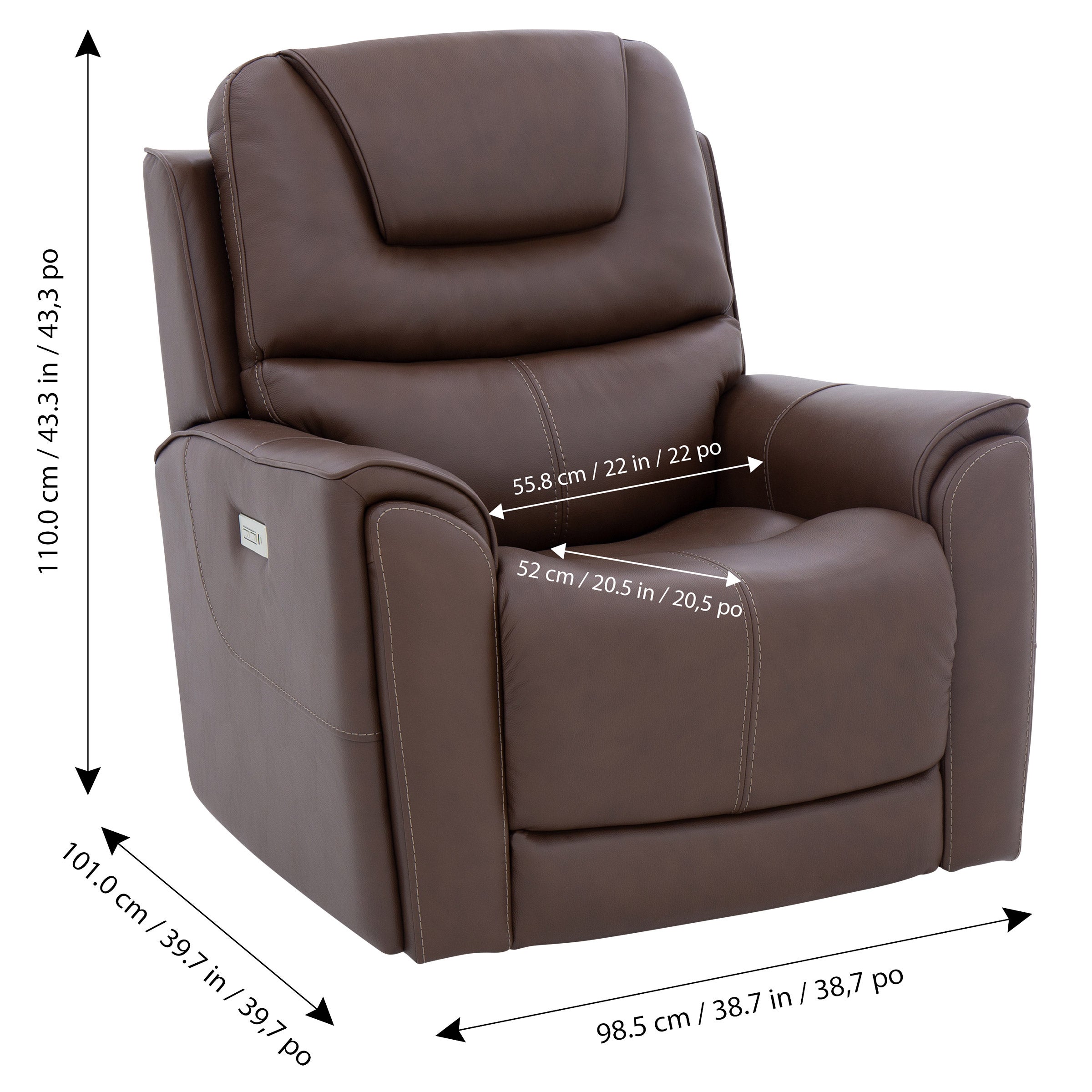 Weslin Leather Zero Gravity Power Recliner with Power Headrest