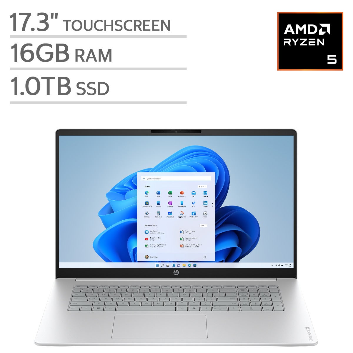 HP OmniBook 3 17.3" Touchscreen Laptop - AMD Ryzen 5 130 - FHD (1920 x 1080) - 16GB Memory - 1TB SSD - Windows 11 Home.