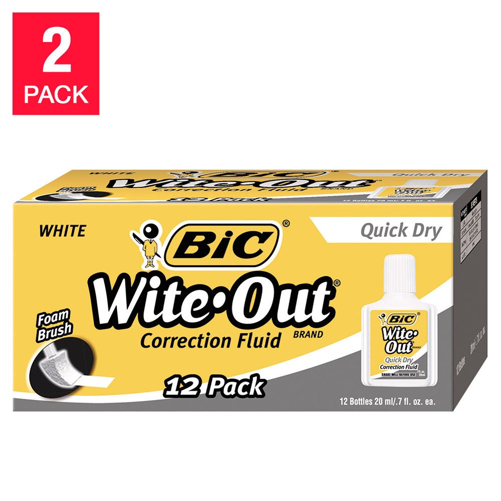 Bic Wite-Out Quick Dry Correction Fluid, 24-count