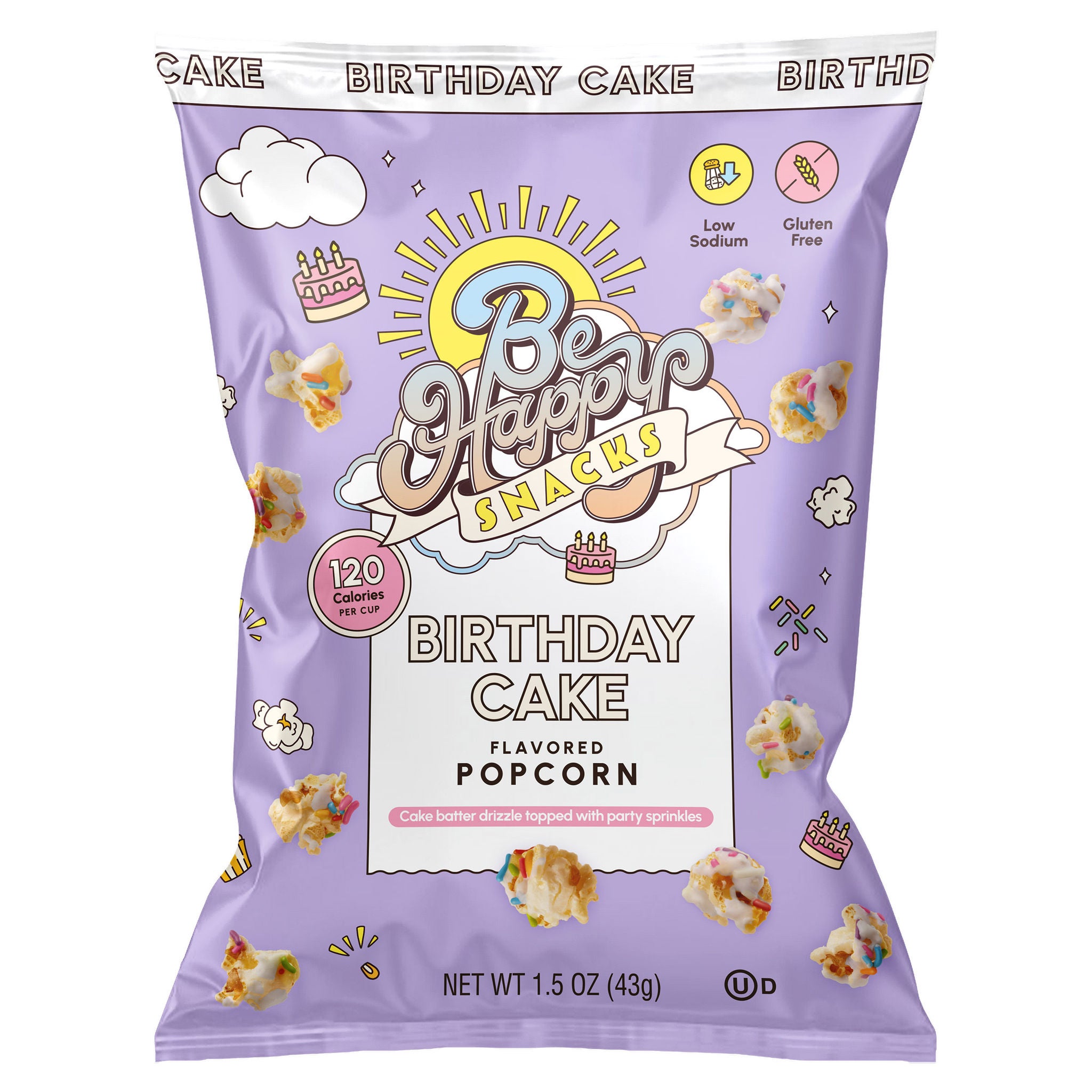 Be Happy Snacks, Birthday Cake Popcorn,1.5 oz 18-count