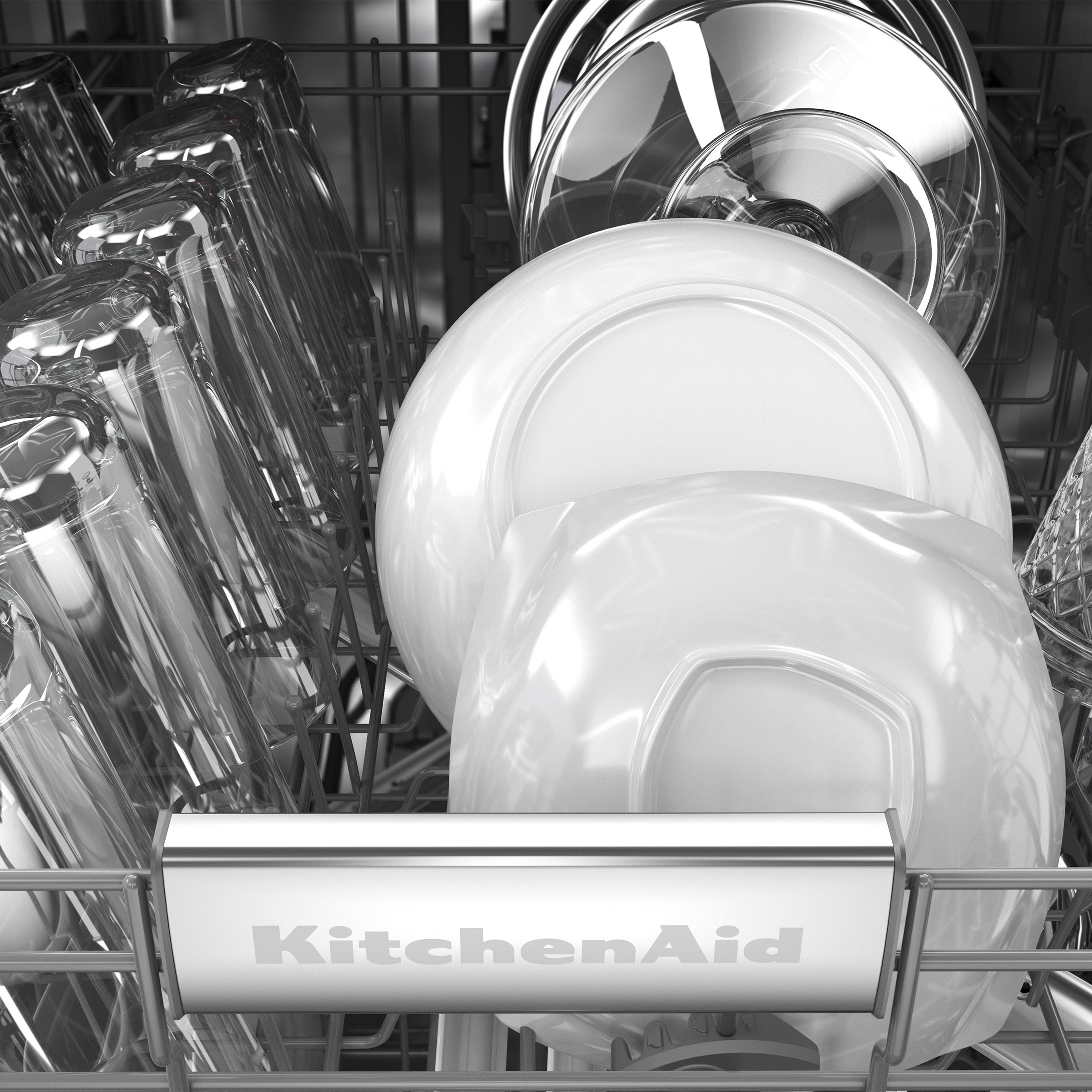 KitchenAid Front Control Dishwasher with FreeFlex Third Level Rack and ProWash Cycle