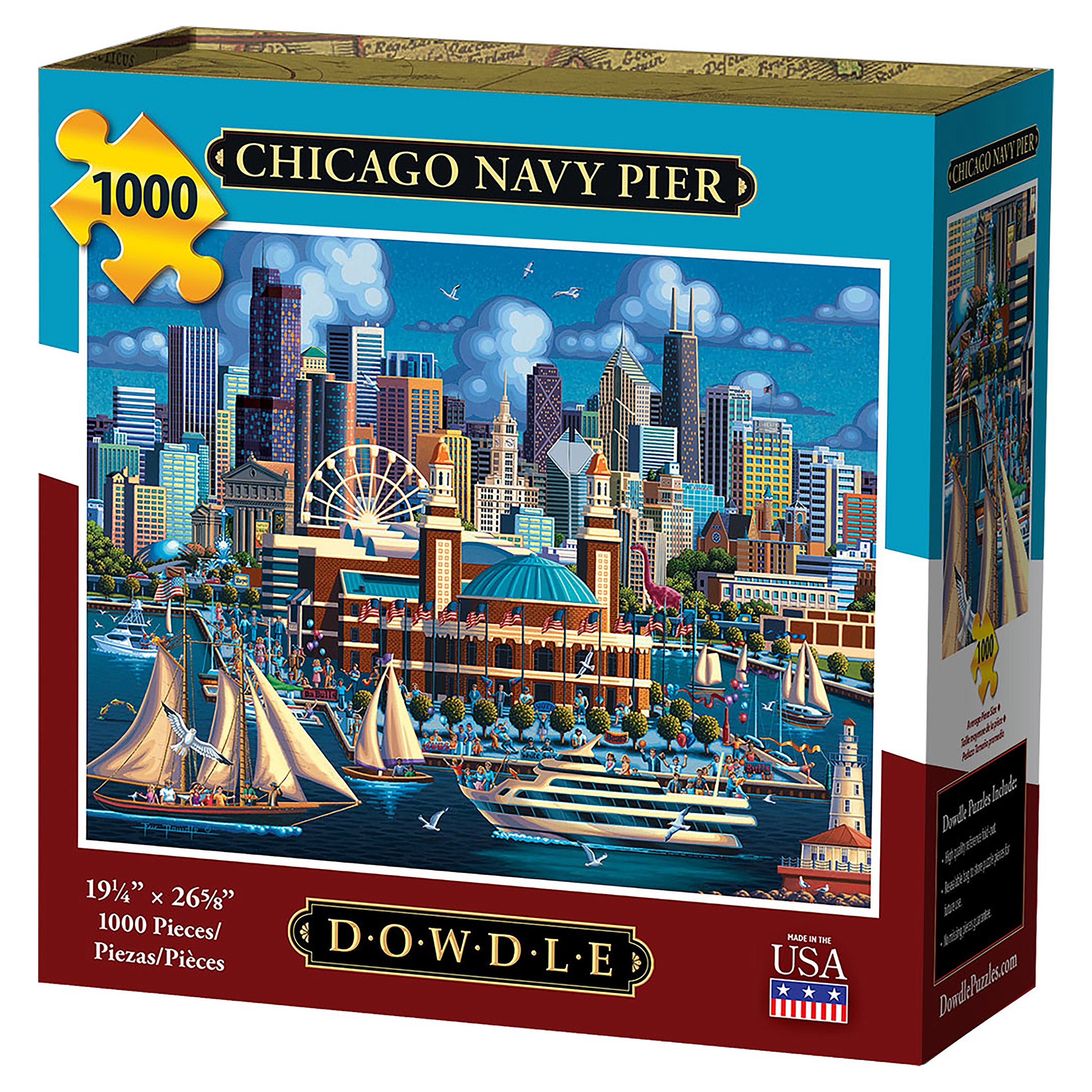 Dowdle Jigsaw Puzzle 3 Pack – Chicago Navy Pier 1000 piece, Best of America 500 piece & Travel America 300 piece