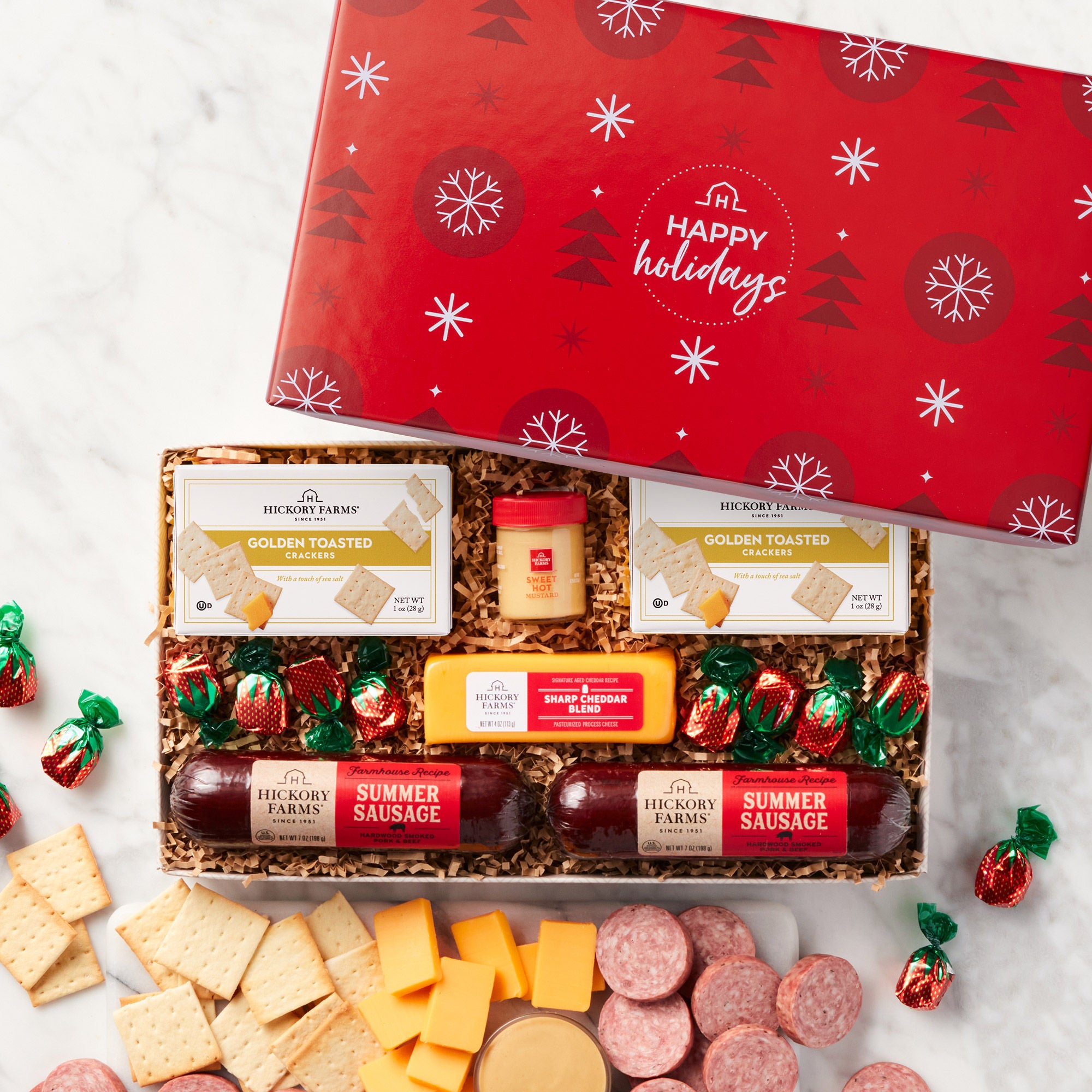 Hickory Farms Happy Holidays Meat & Cheese Gift Box, 1.45 lbs Total