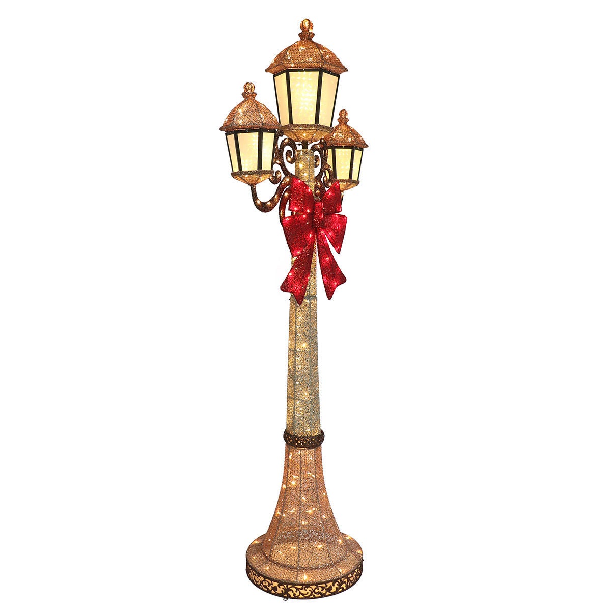 7’ Triple Lamp Post with LED Lights
