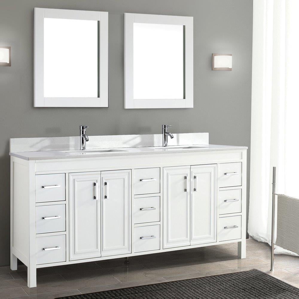 Corniche 75” White Double Sink Vanity by Studio Bathe