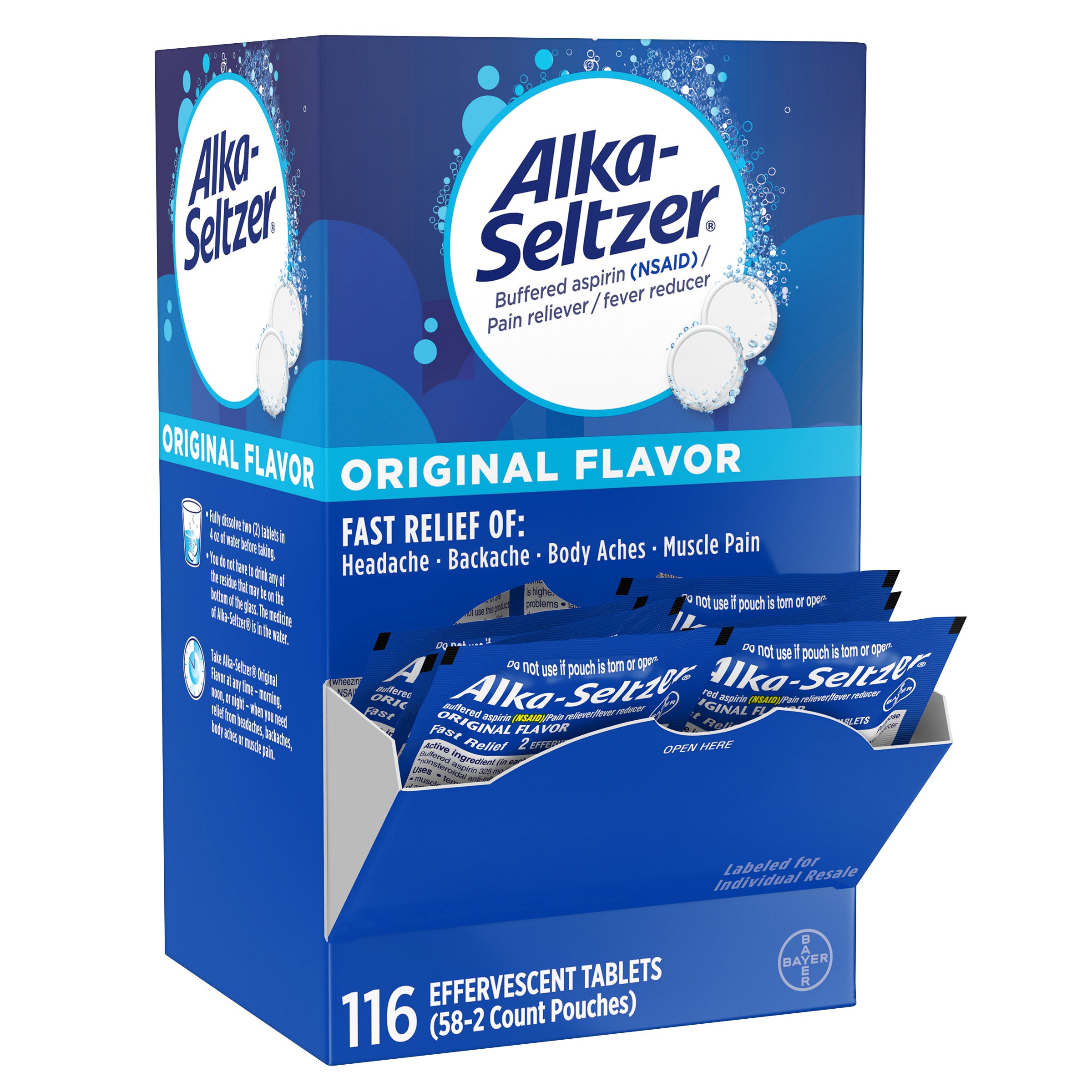 Alka-Seltzer Original, 2 Effervescent Tablets, 58 Pouches