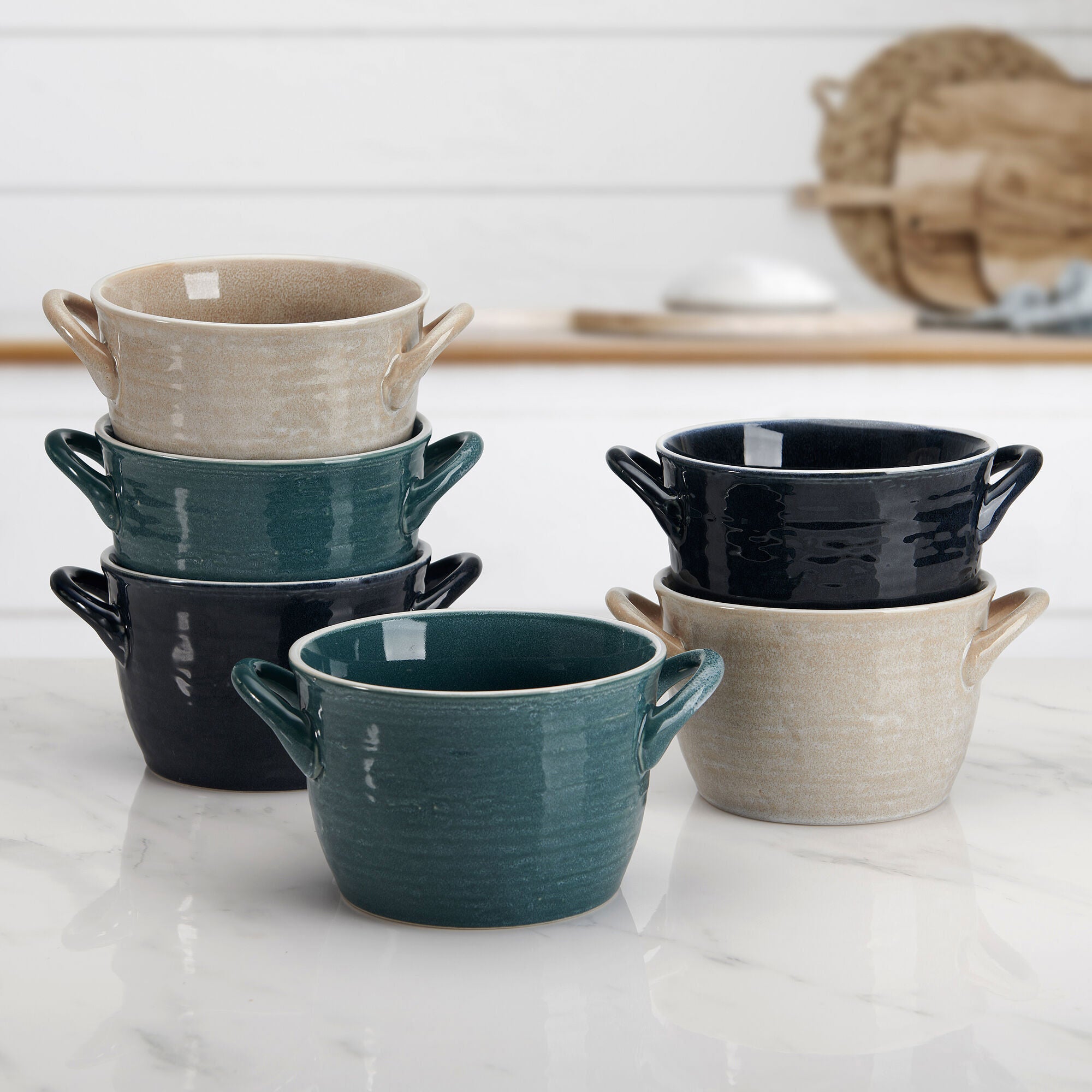 Pfaltzgraff Set of 6 Double Handle Bowls