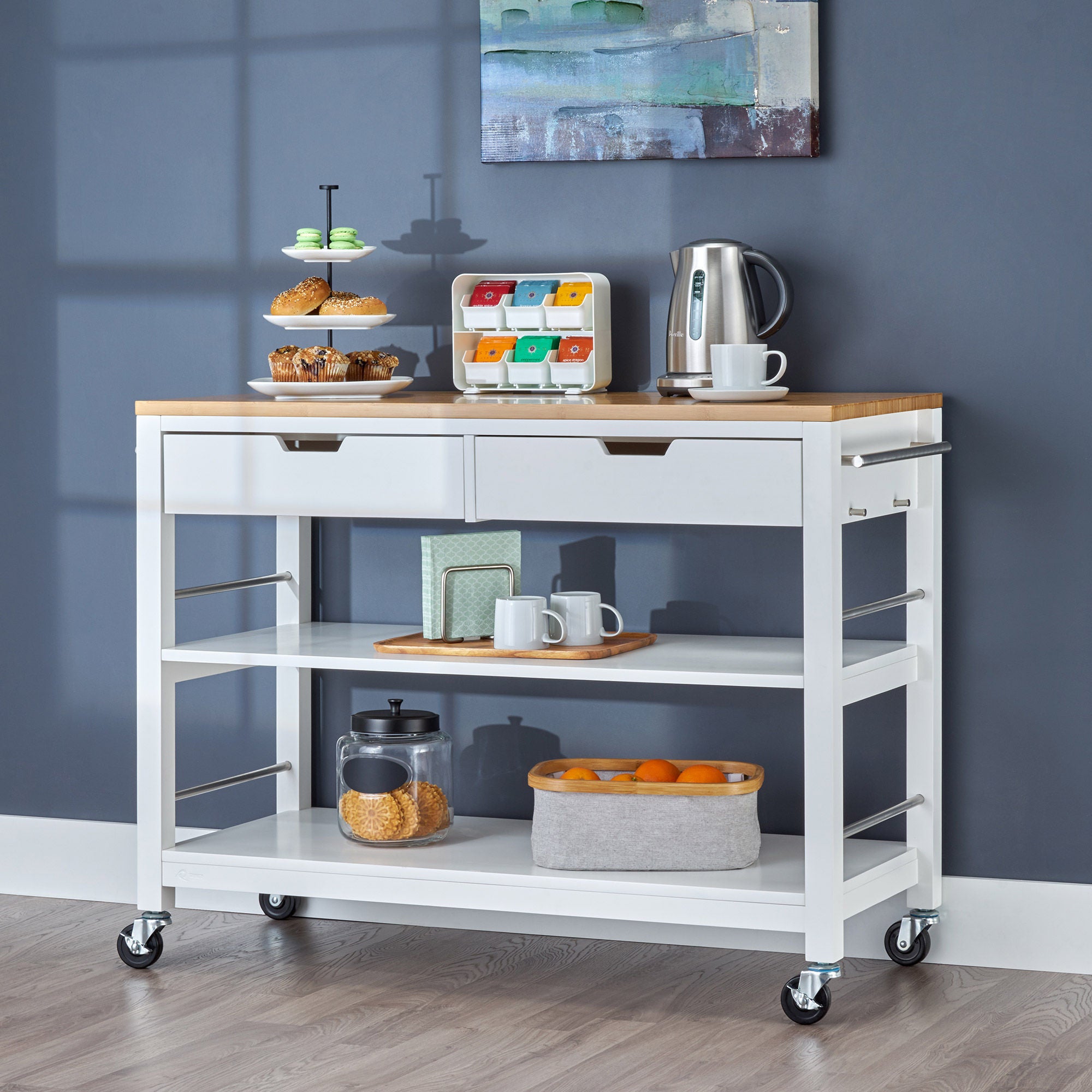 TRINITY 48” Bamboo Kitchen Cart with Drawers