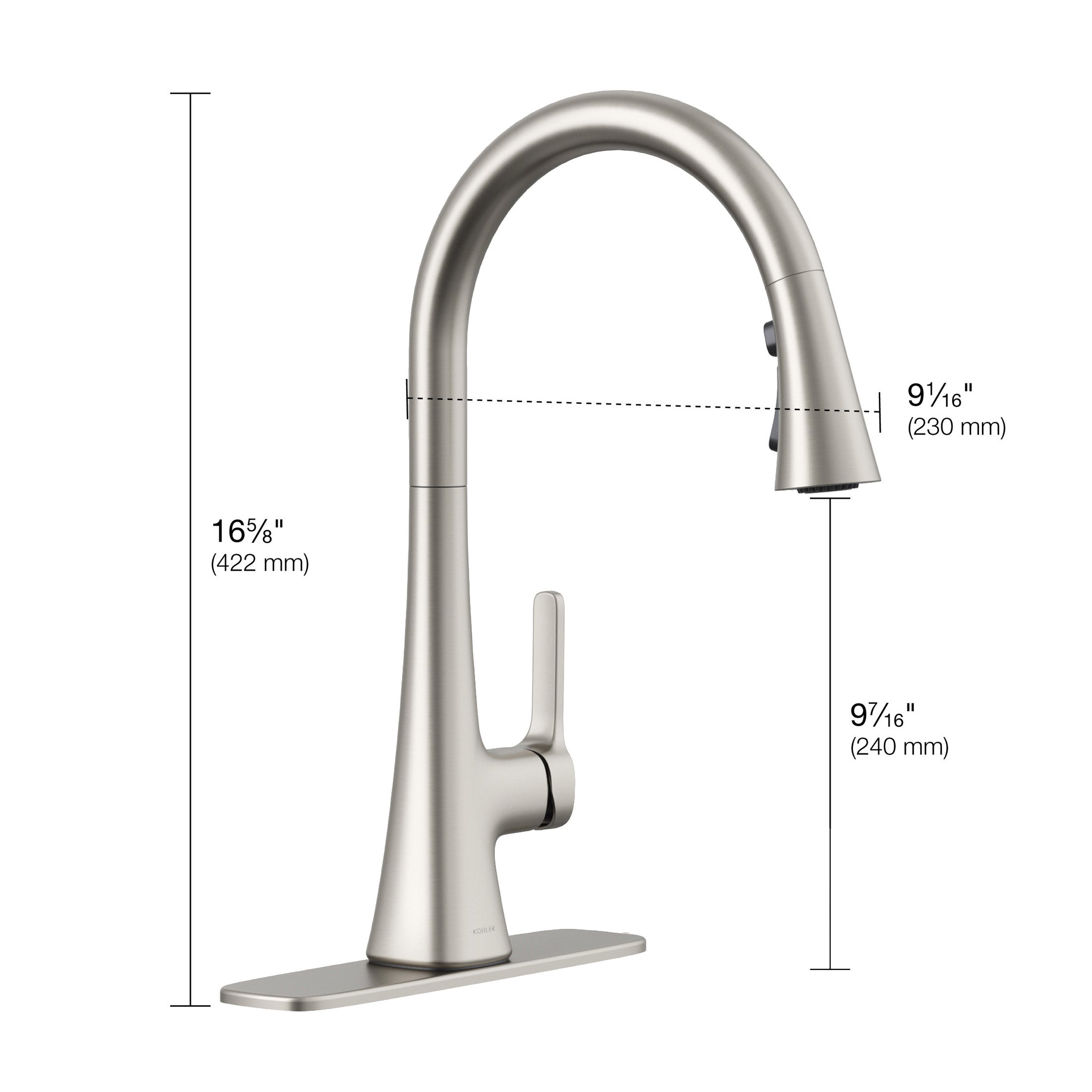Kohler Guild Pull-down Kitchen Sink Faucet with Three-function Sprayhead
