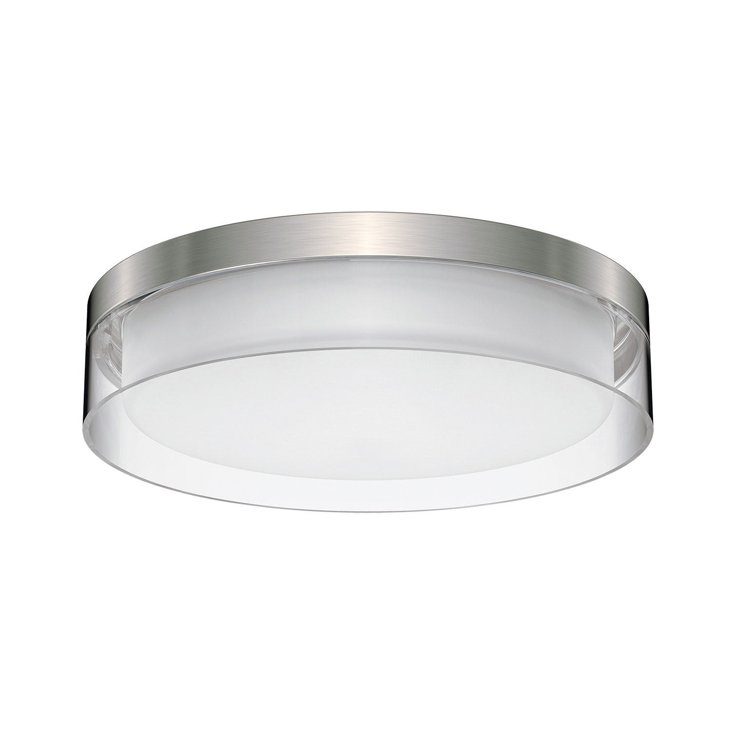 Energetic 14” Brushed Nickel Double Glass LED Flush Mount Light Fixture