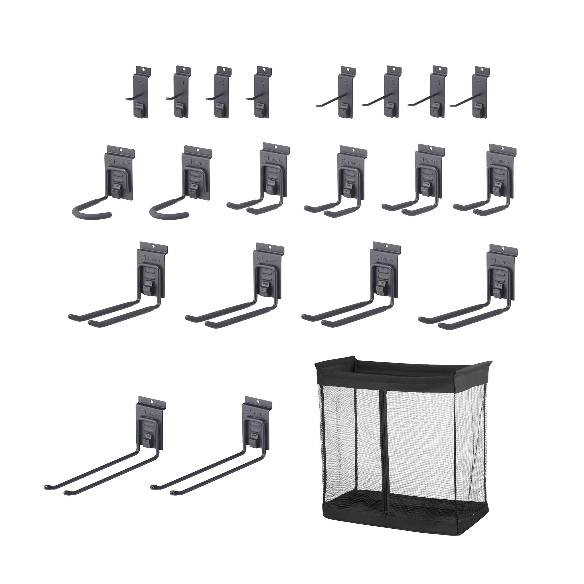 TRINITY 24 Sq Ft Modular Slatwall 19-piece Accessory Set