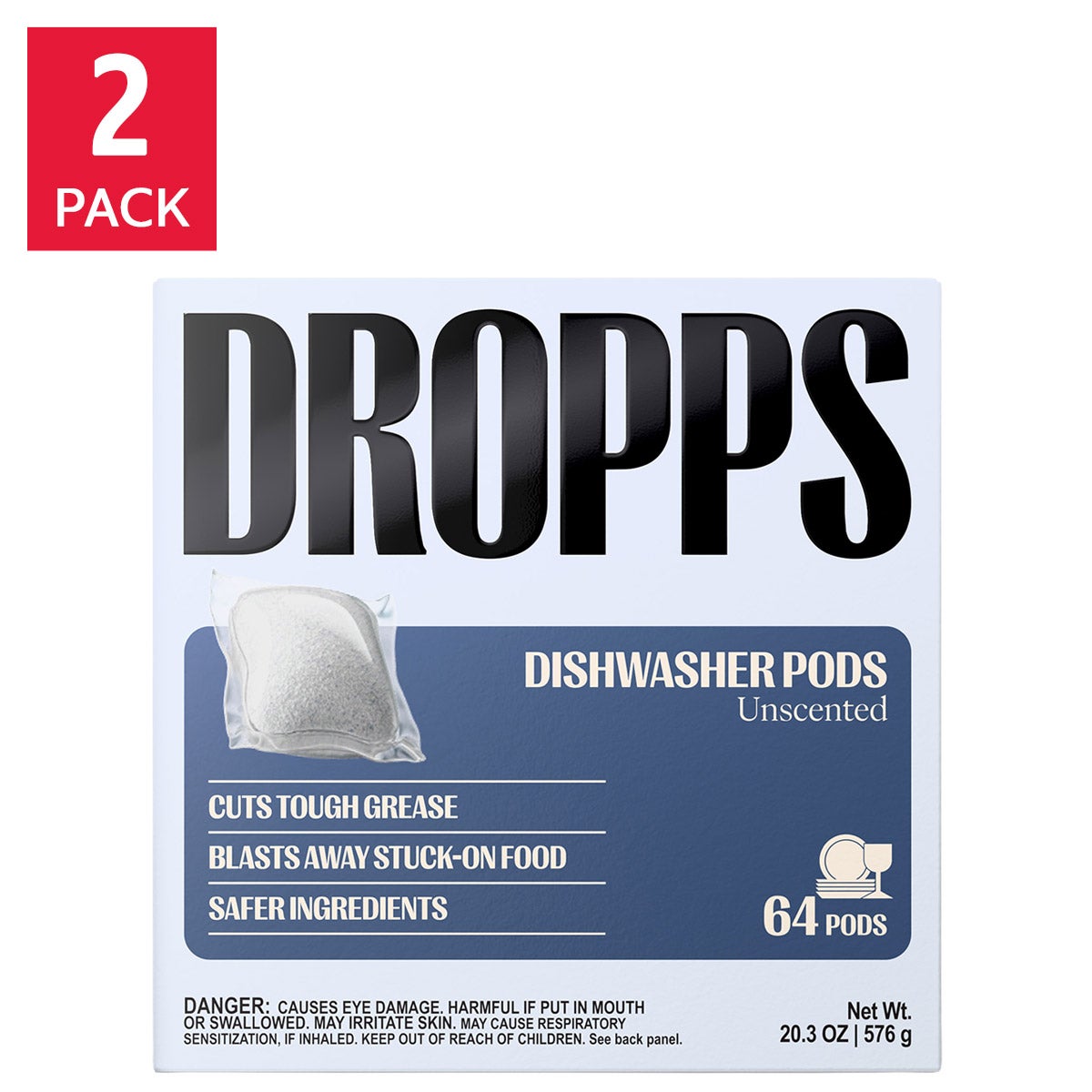 Dropps Dishwasher Pods, Unscented, 128-count