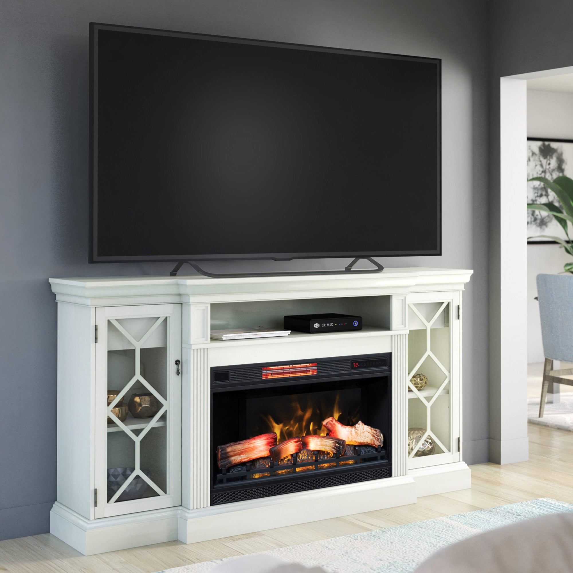 Tresanti Megandale TV Console with Classic Flame Electric Fireplace