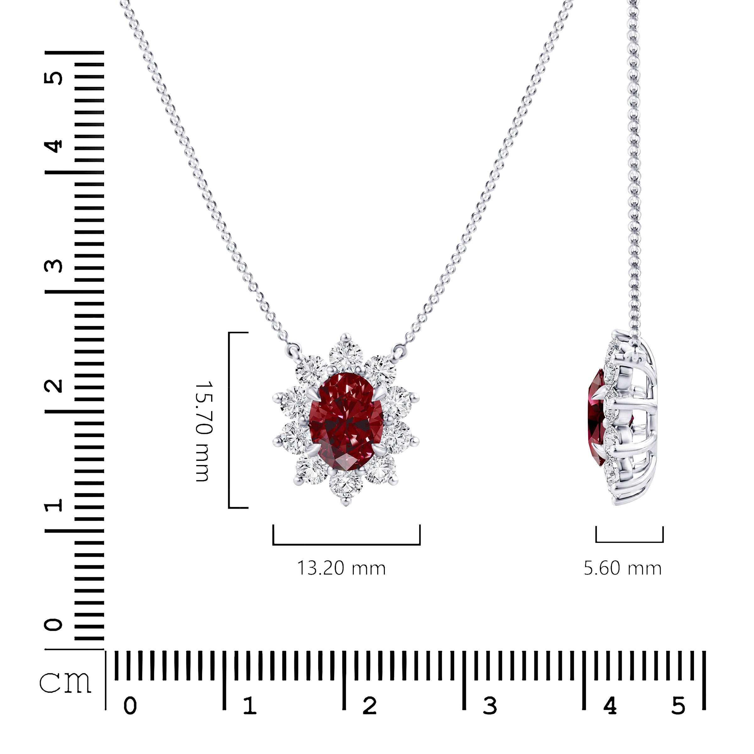 Oval Cut Ruby & Diamond 18kt White Gold Pendant