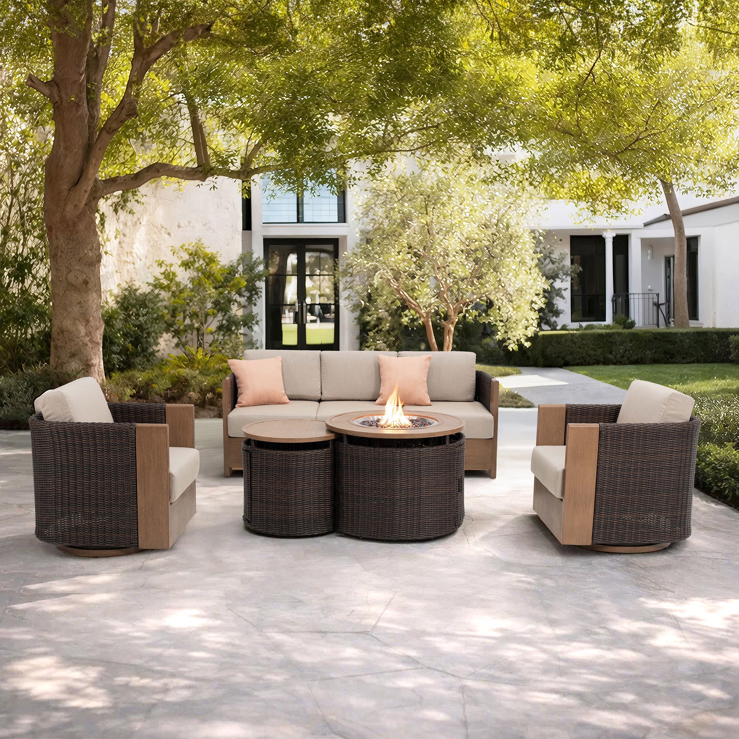Brighton 5-piece Fire Outdoor Patio Seating Set