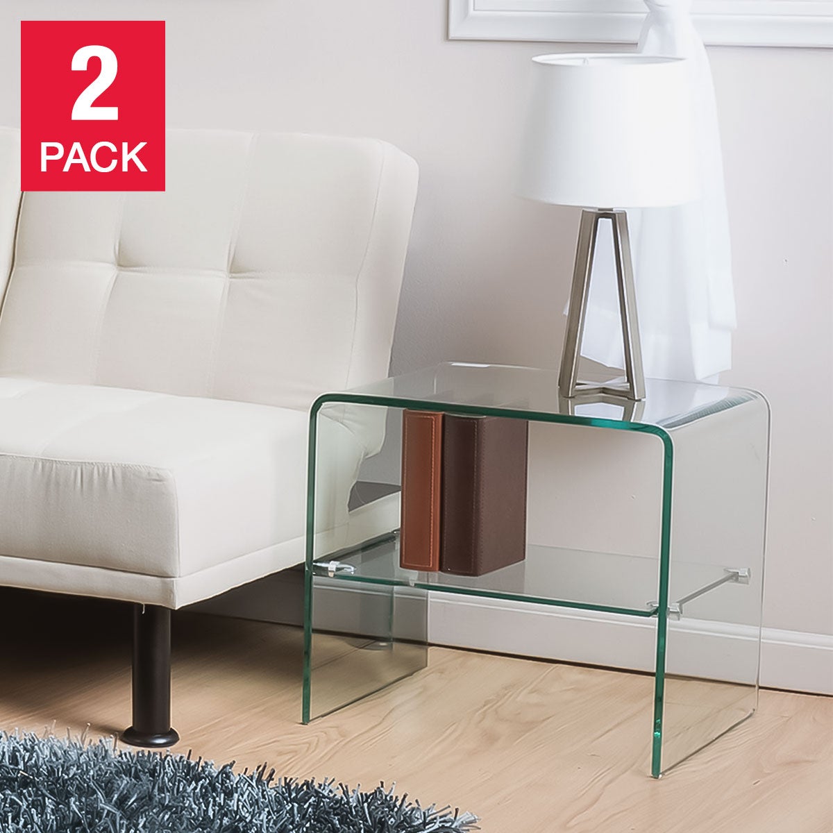 Jeremy 2-piece Glass End Table Set