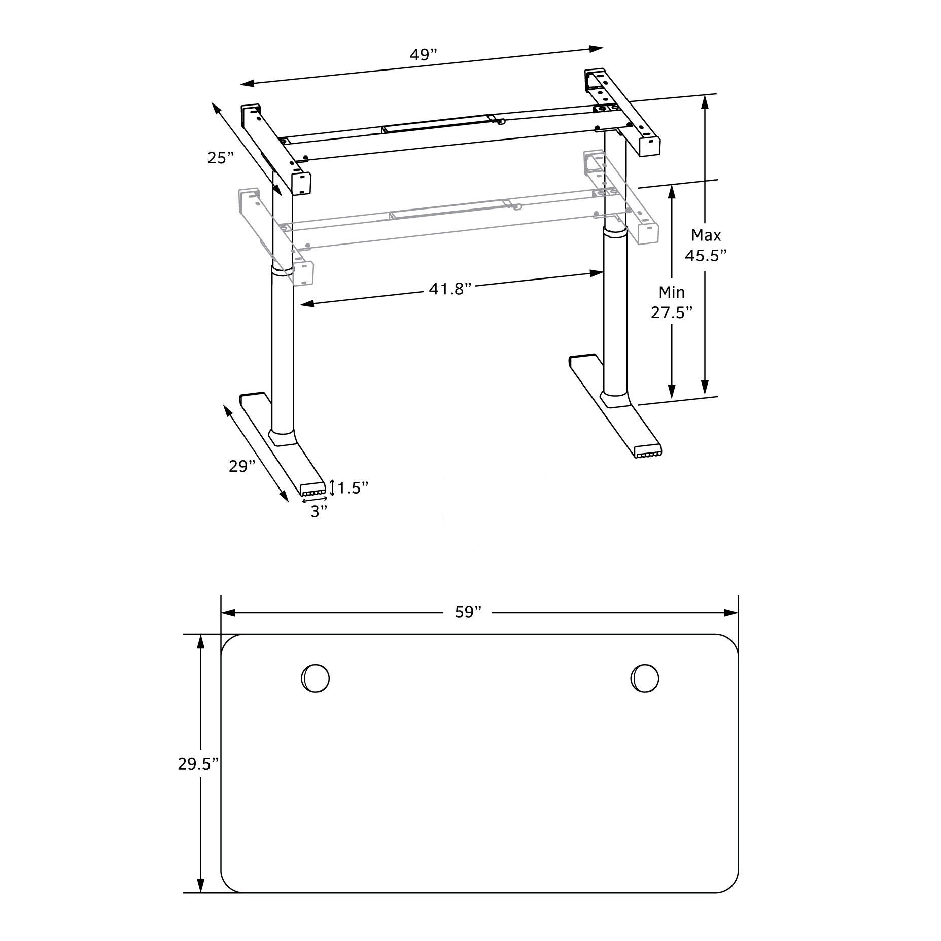 ApexDesk Vortex Series 60" x 30" Height Adjustable Desk