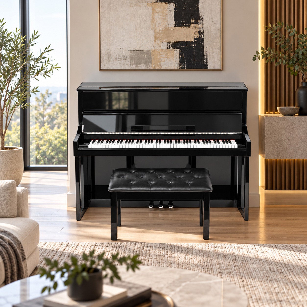 Artesia Cadence Studio High-Gloss Digital Upright Piano Bundle