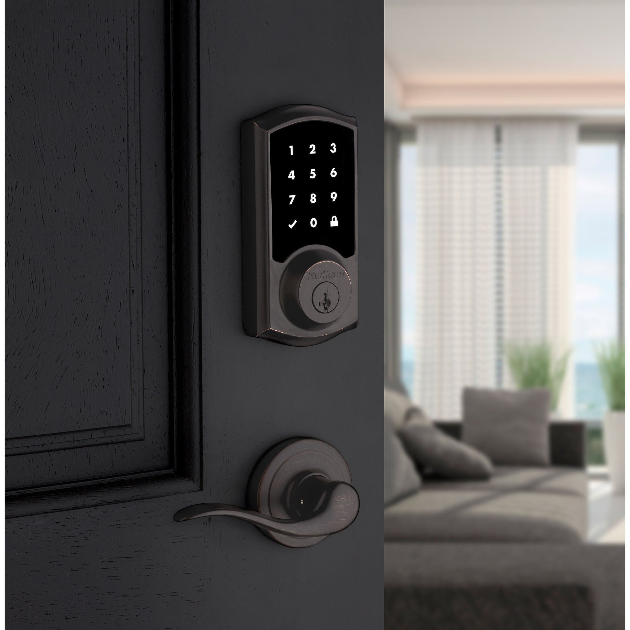 Kwikset SmartCode 916 Z-Wave Smart Lock with Tustin Lever