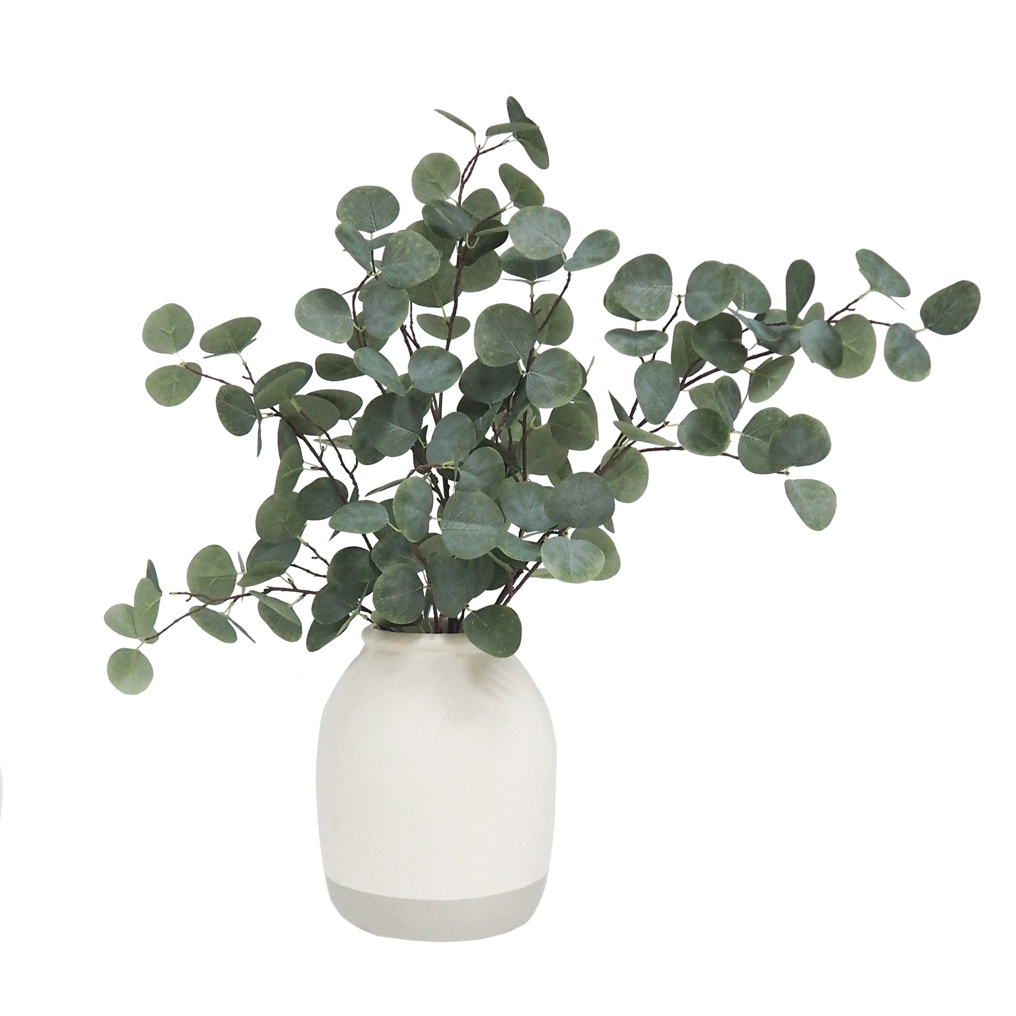 Faux Eucalyptus Arrangement with Decorative Vase