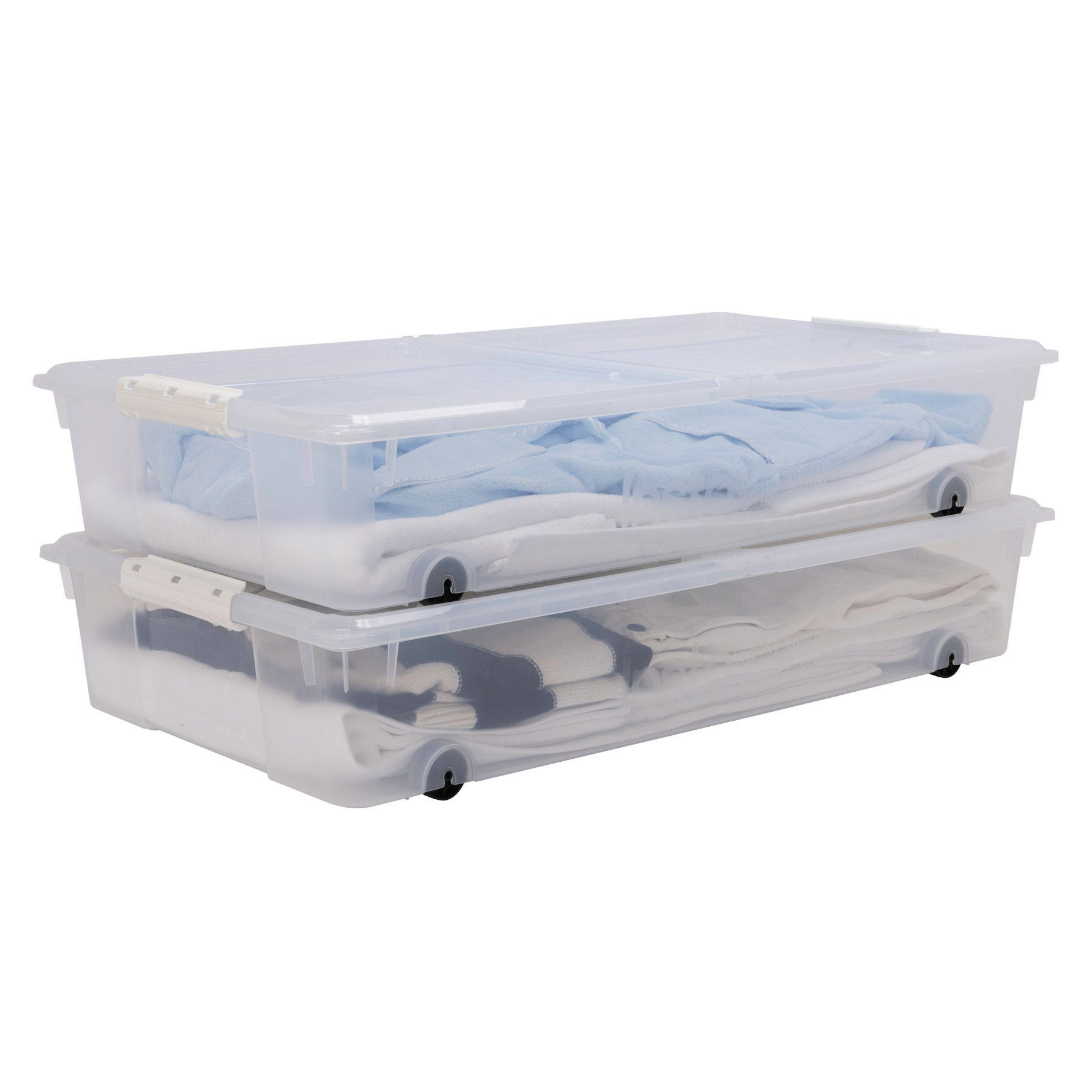 Greenmade InstaView 57 Quart Underbed Storage Bin with Wheels, 2-pack