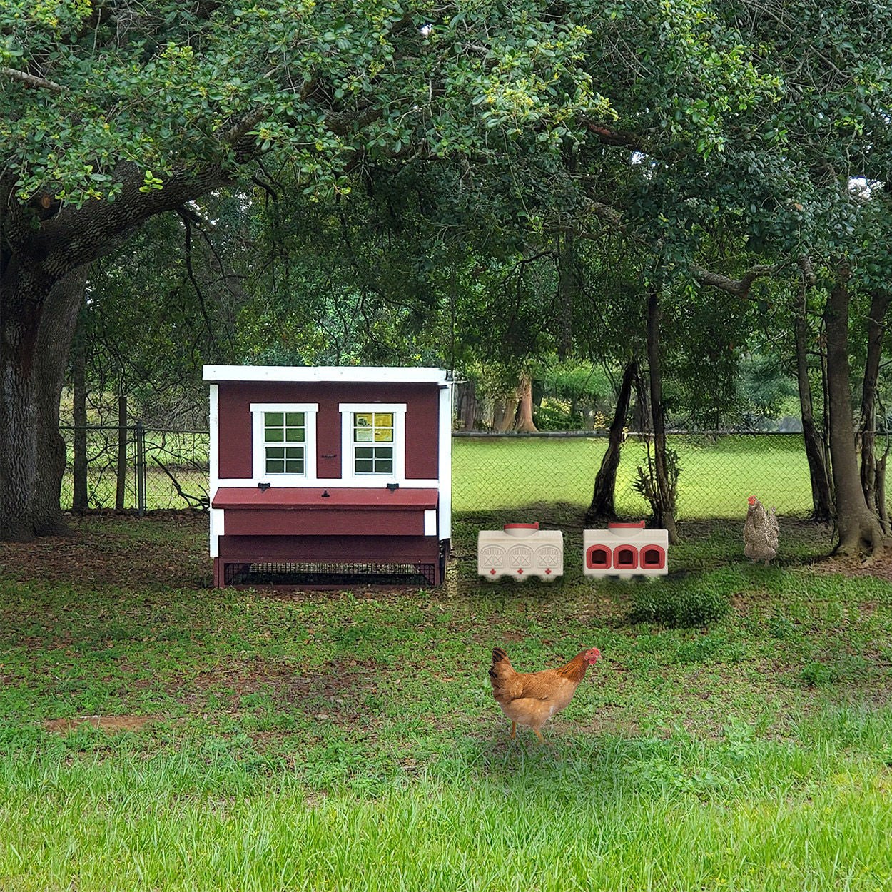 OverEZ Classic Large Chicken Coop with Feeder, Waterer, and Bedding