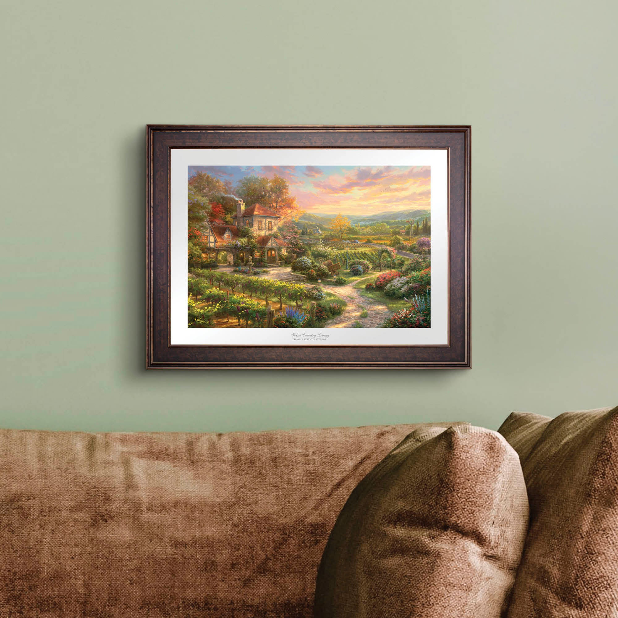 Thomas Kinkade Studios Wine Country Living 12"x18" Standard Number Framed Limited Edition Paper