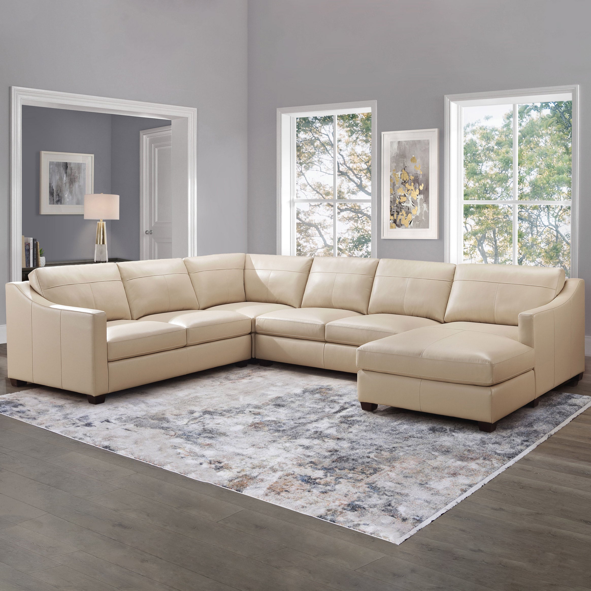 Pauline Leather Chaise Sectional