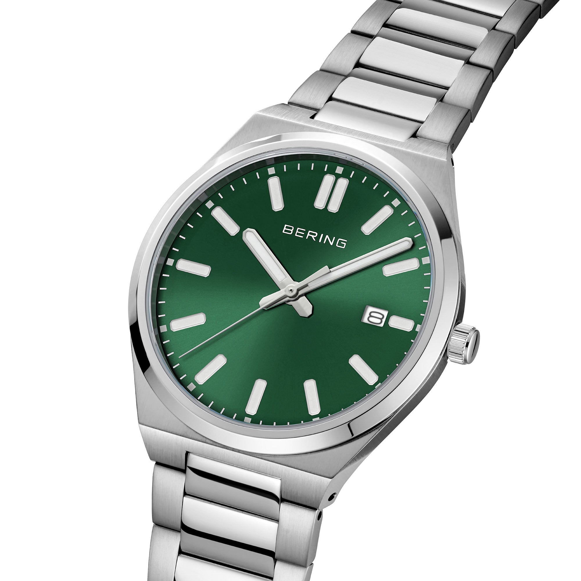 Bering Classic Green Sunray Dial Quartz Men's Watch, 39mm