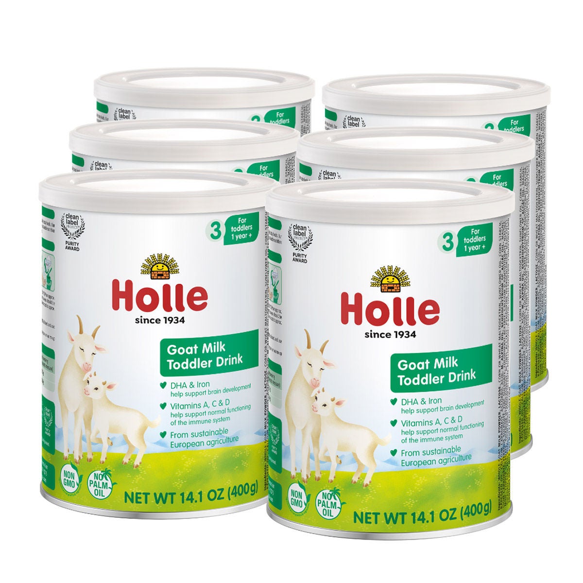 Holle Goat Milk, Toddler Drink, 6 - 14.1 oz. Tins