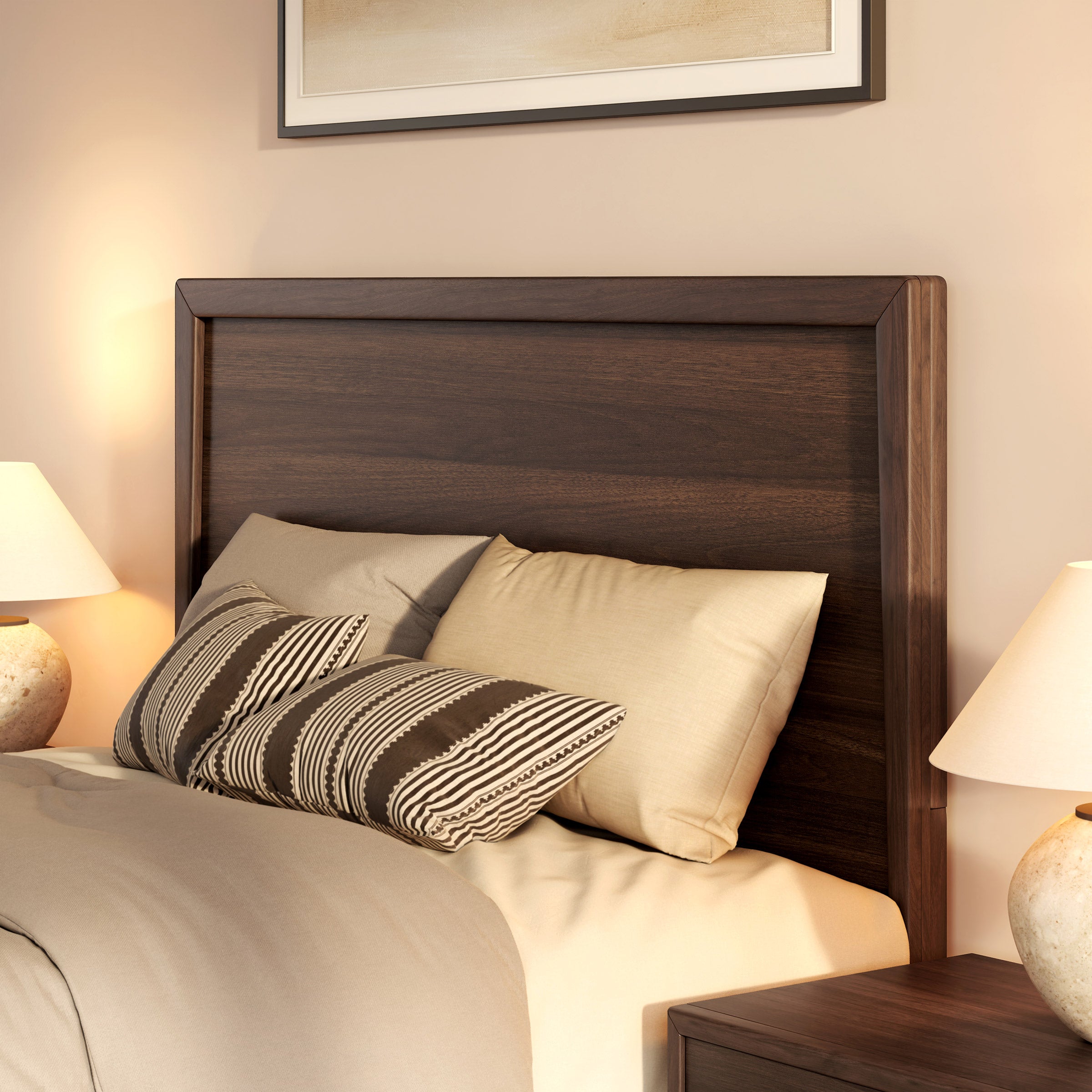 Dana Point Panel Bed Frame, Walnut Veneers