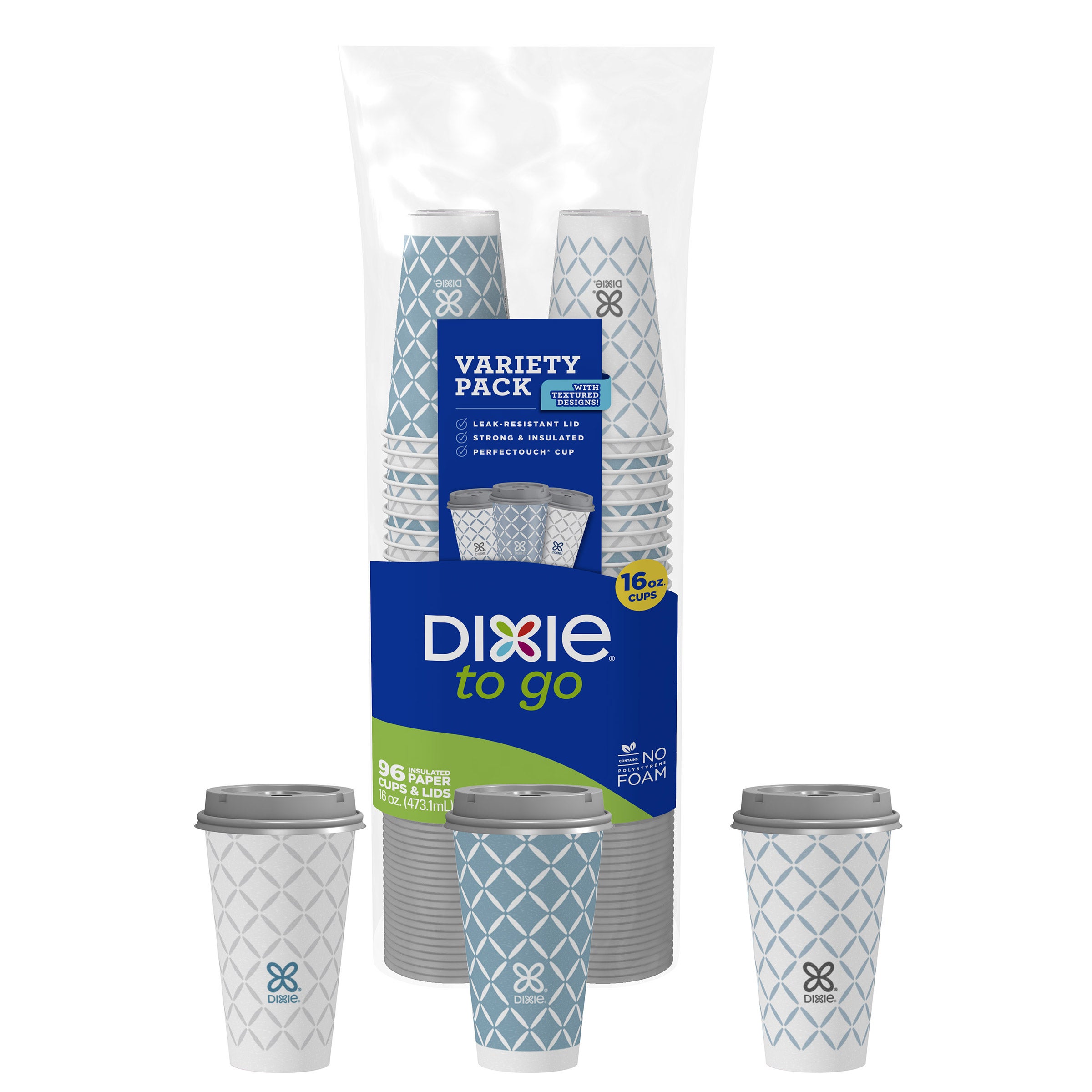 Dixie To Go Hot Cups & Lids, 96-count