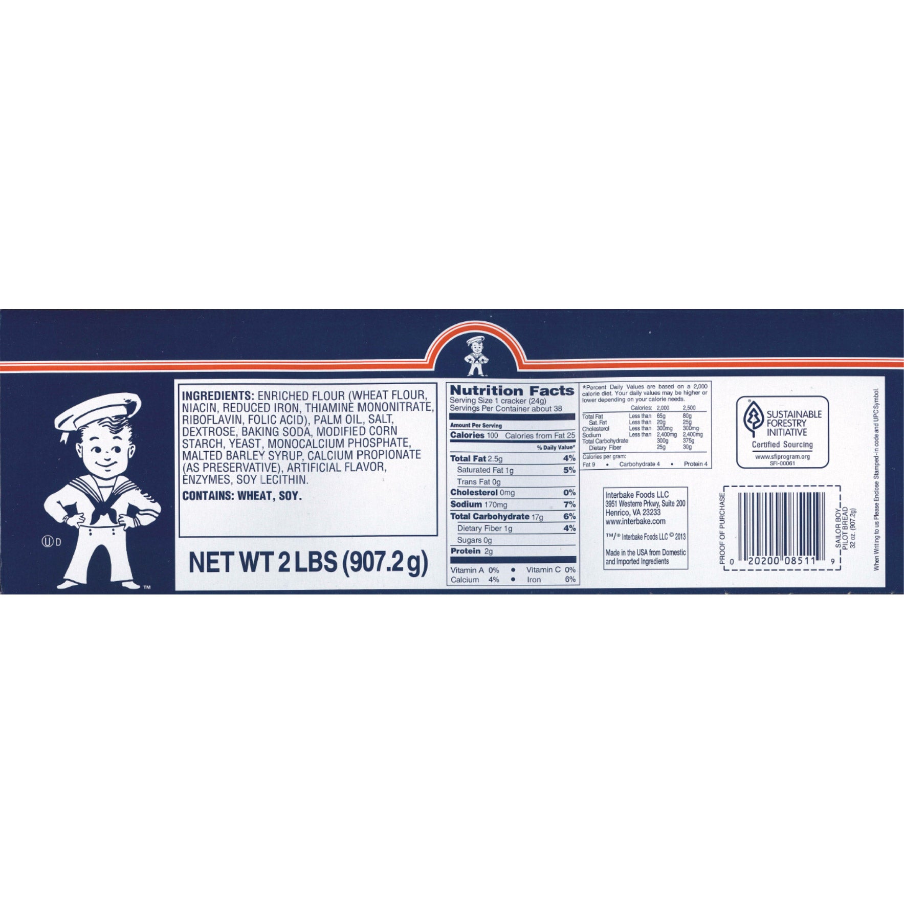 Sailor Boy Pilot Bread, 2 lbs