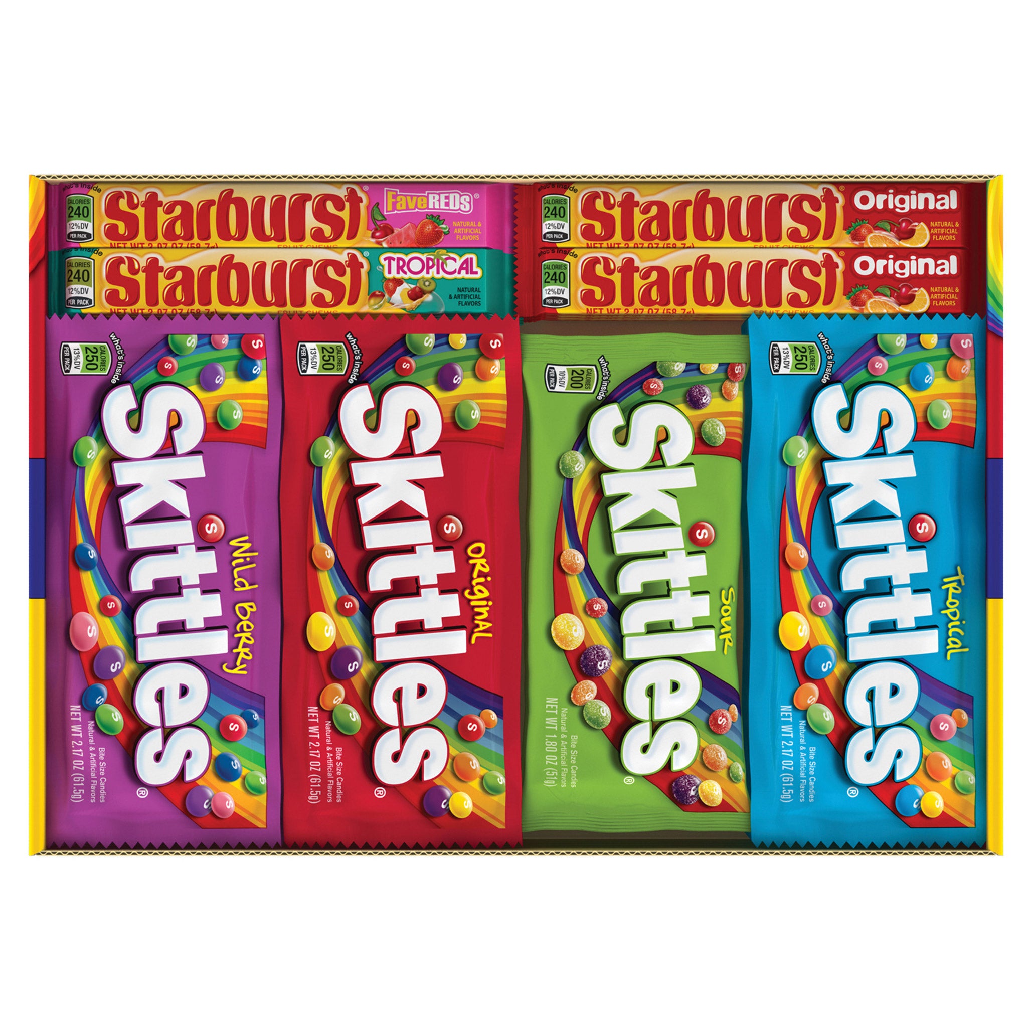Skittles and Starburst Chewy Candy, Variety Pack, Full Size, 30-count