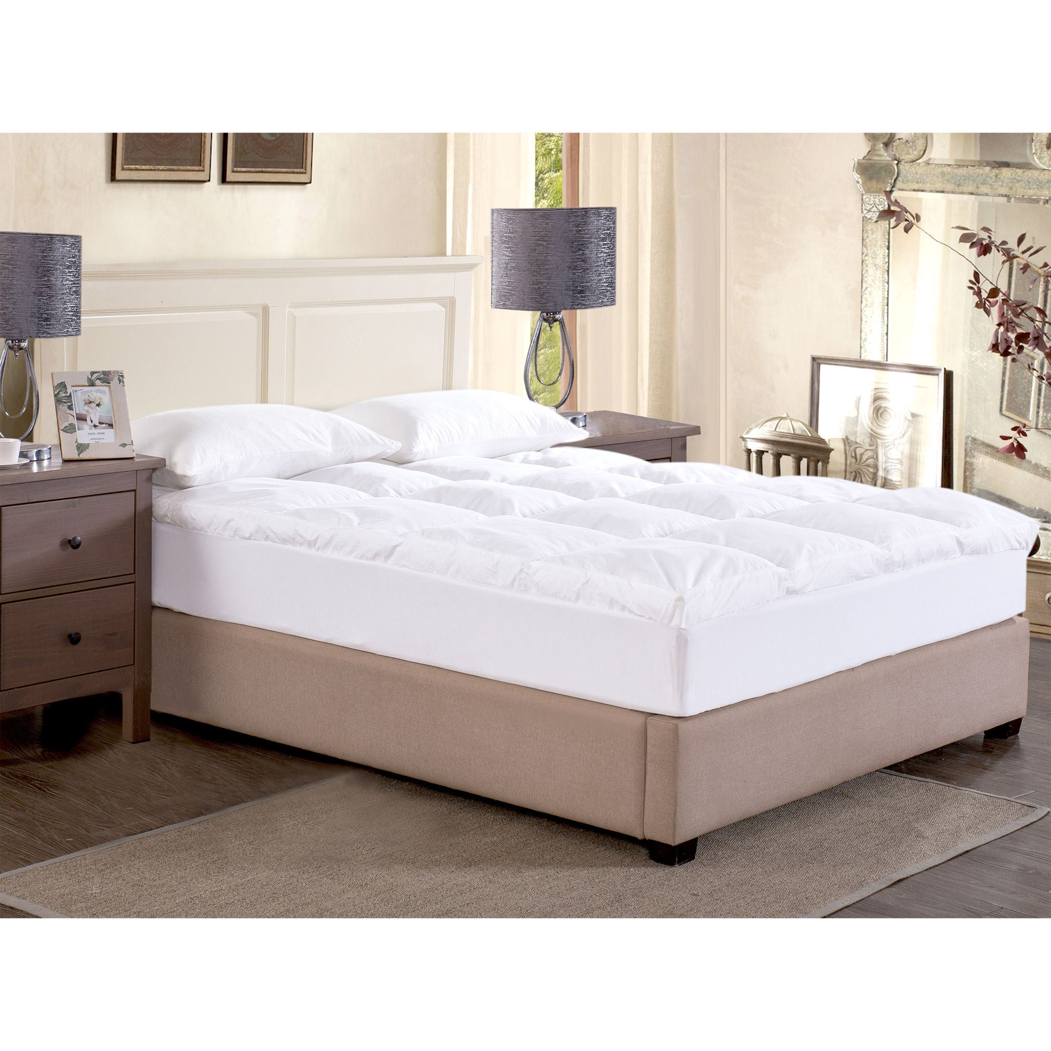 St James Home 3" White Goose Down Feather Dual Chamber Mattress Topper