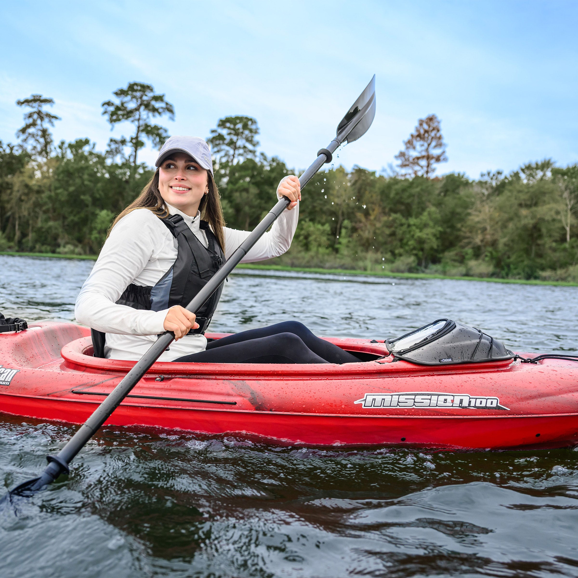 Pelican Mission 100X 10' Kayak with Paddle and Car Top Carrier Kit