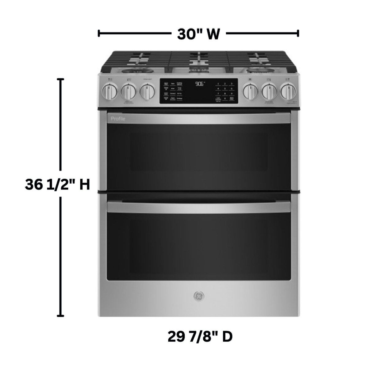 GE Profile 30" 6.7 cu. ft. GAS Slide-In Double Oven Range with Convection, No Preheat Air Fry, WiFi