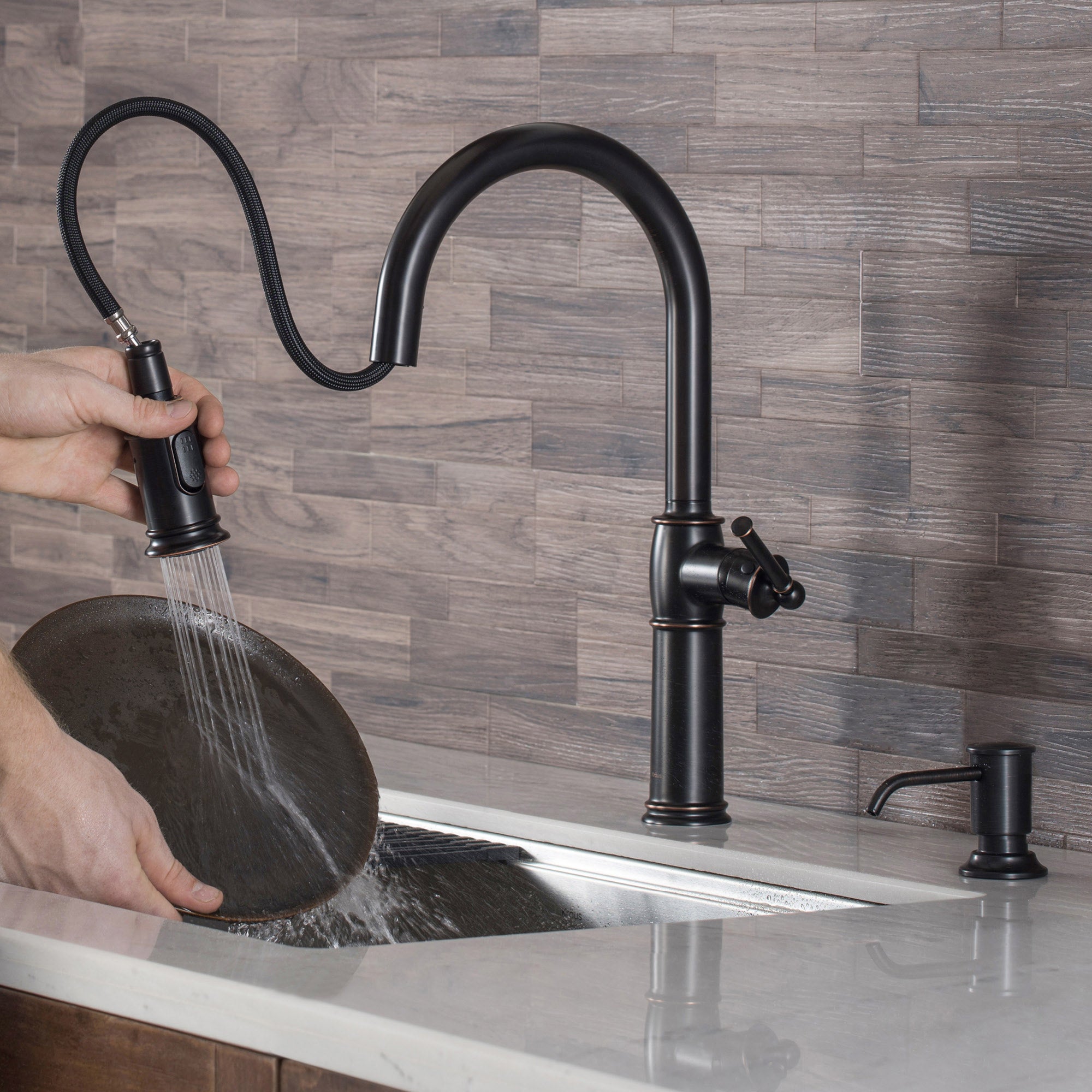 KRAUS Pull-down Kitchen Faucet and Soap Dispenser