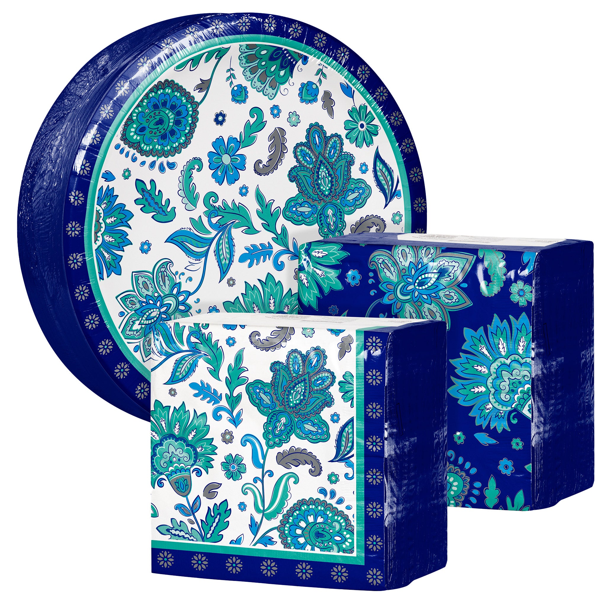 Artstyle Paper Plate & Napkin Bundle, Elegant Floral, 200-count