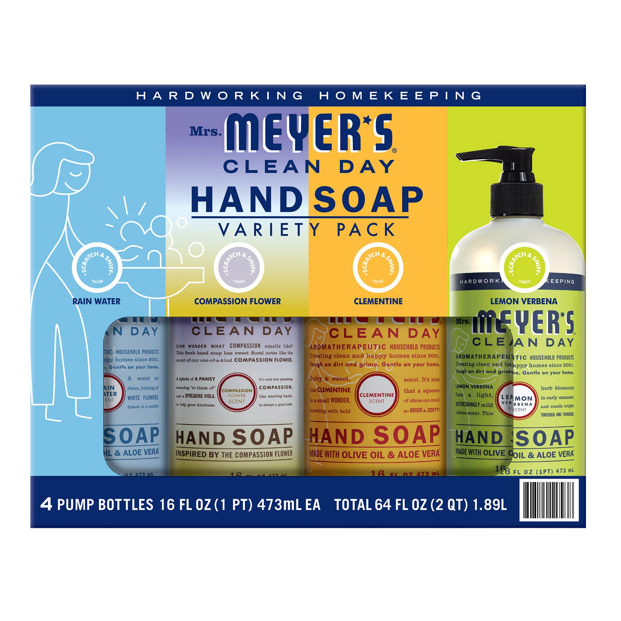 Mrs. Meyer's Clean Day Hand Soap, 16 fl oz, 4-pack
