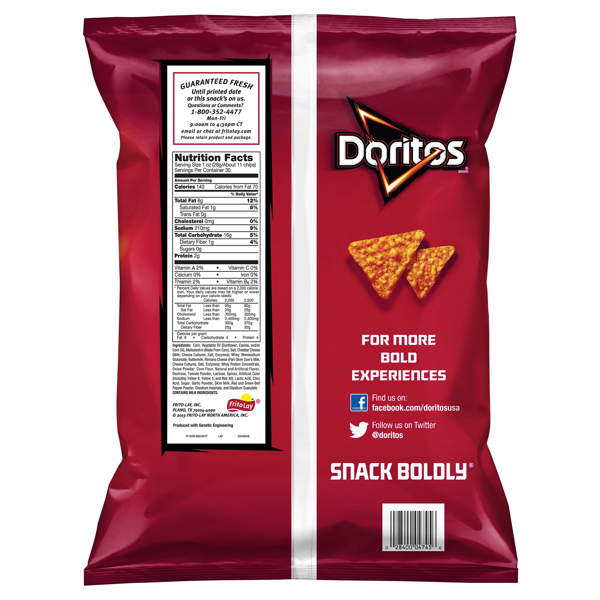 Doritos Tortilla Chips, Nacho Cheese, 30 oz