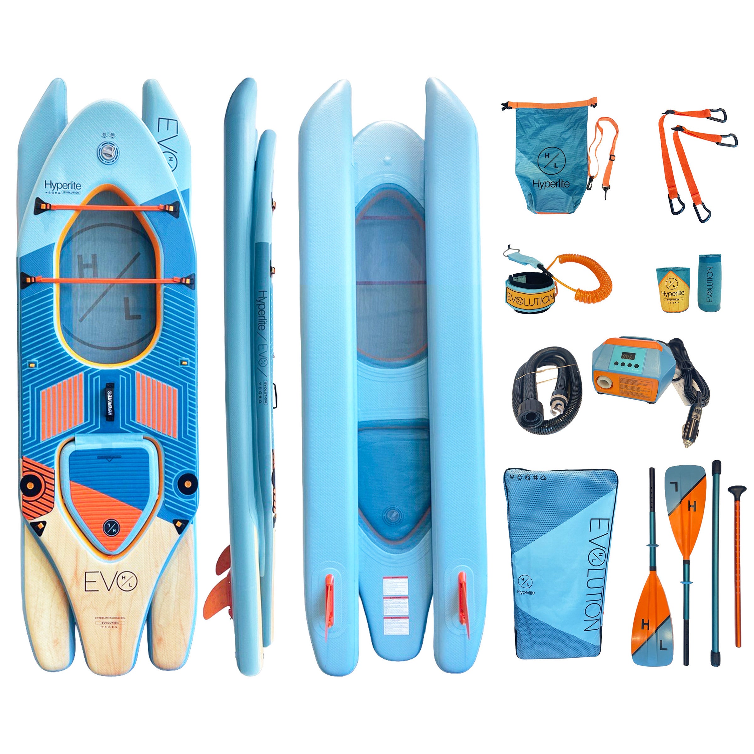 Hyperlite Evolution 9'4" 3-In-1 Hybrid Inflatable Paddle Board Package
