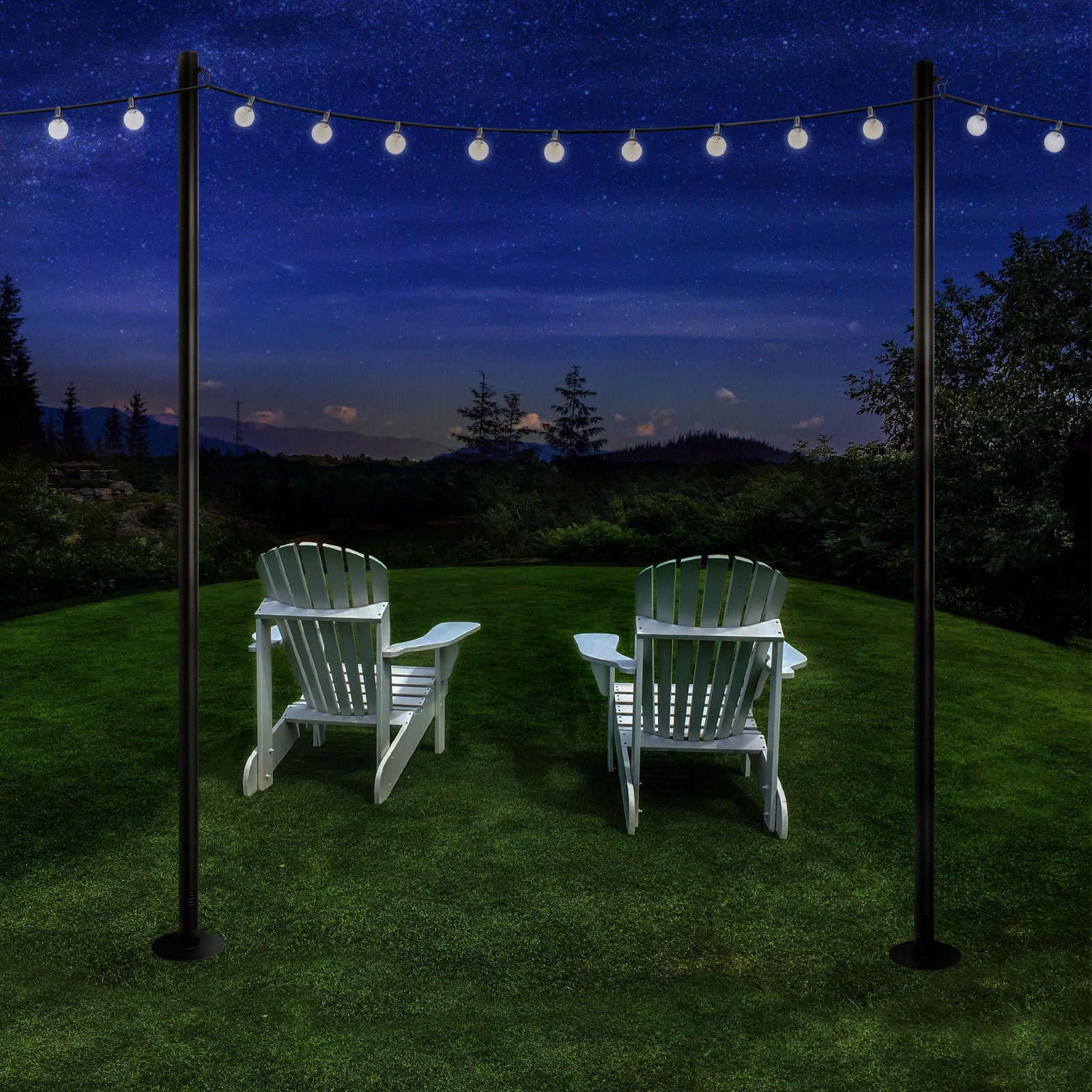 Excello Global Products 10 ft. String Light Pole, 2-pack